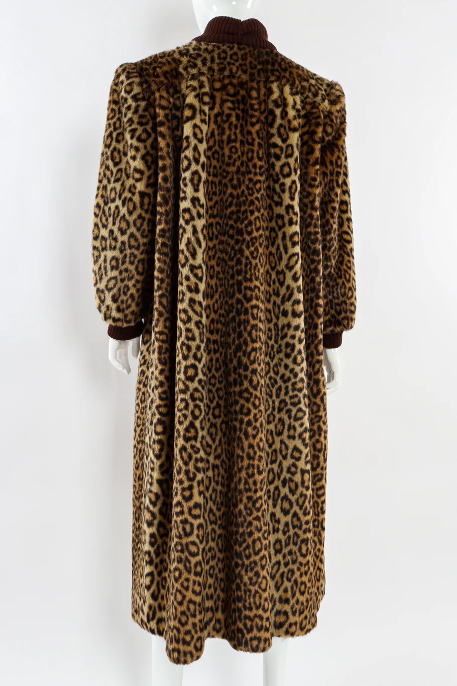 Faux Fur Leopard Wool Coat - Image 8