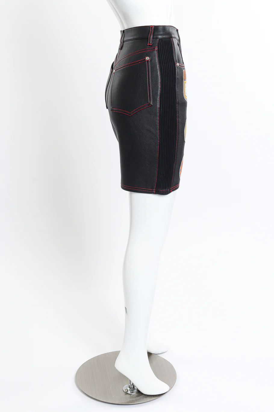 Faux Leather Patchwork Skirt - Image 2