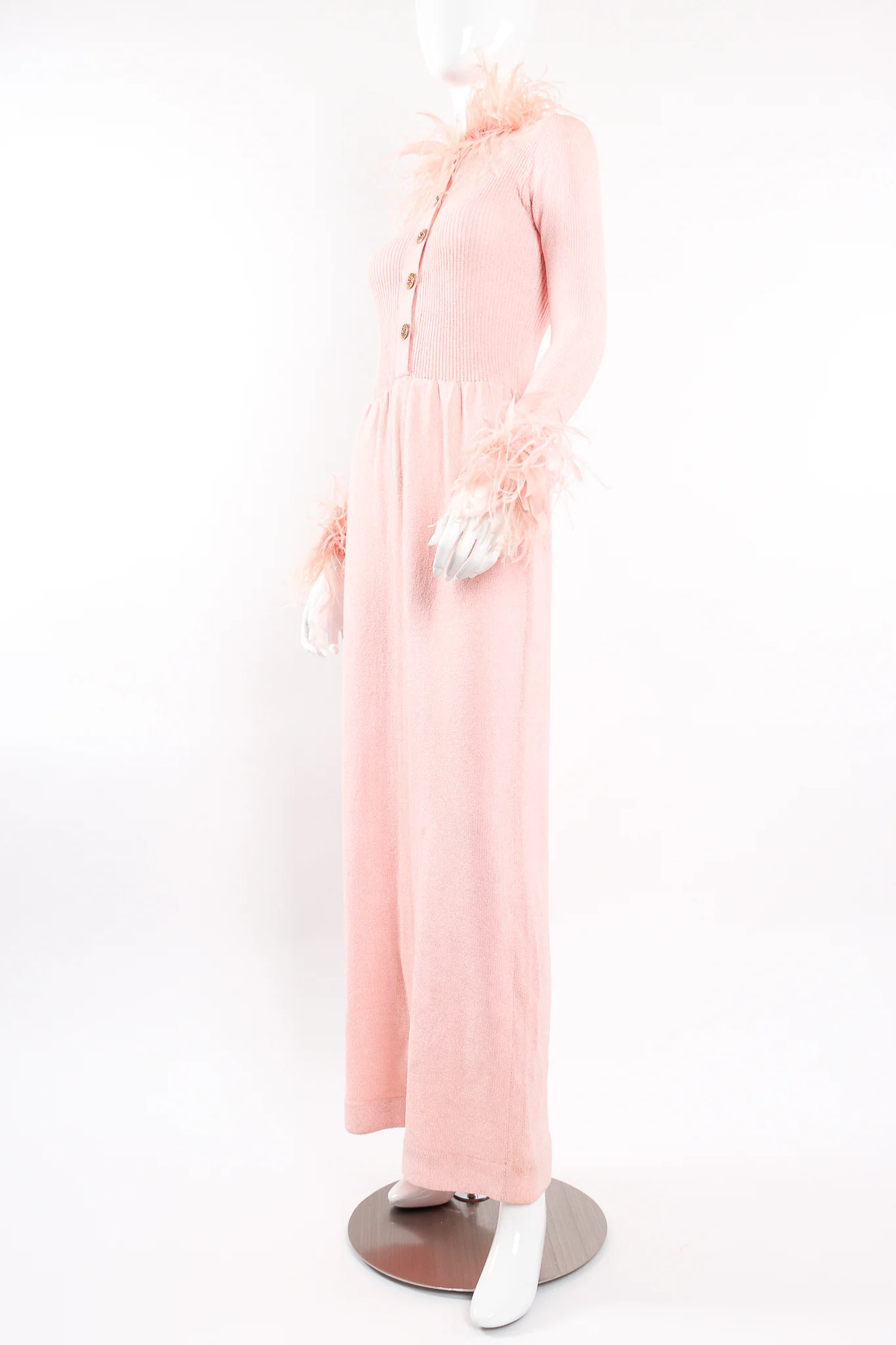 Feather Trim Sweater Knit Dress - Image 2