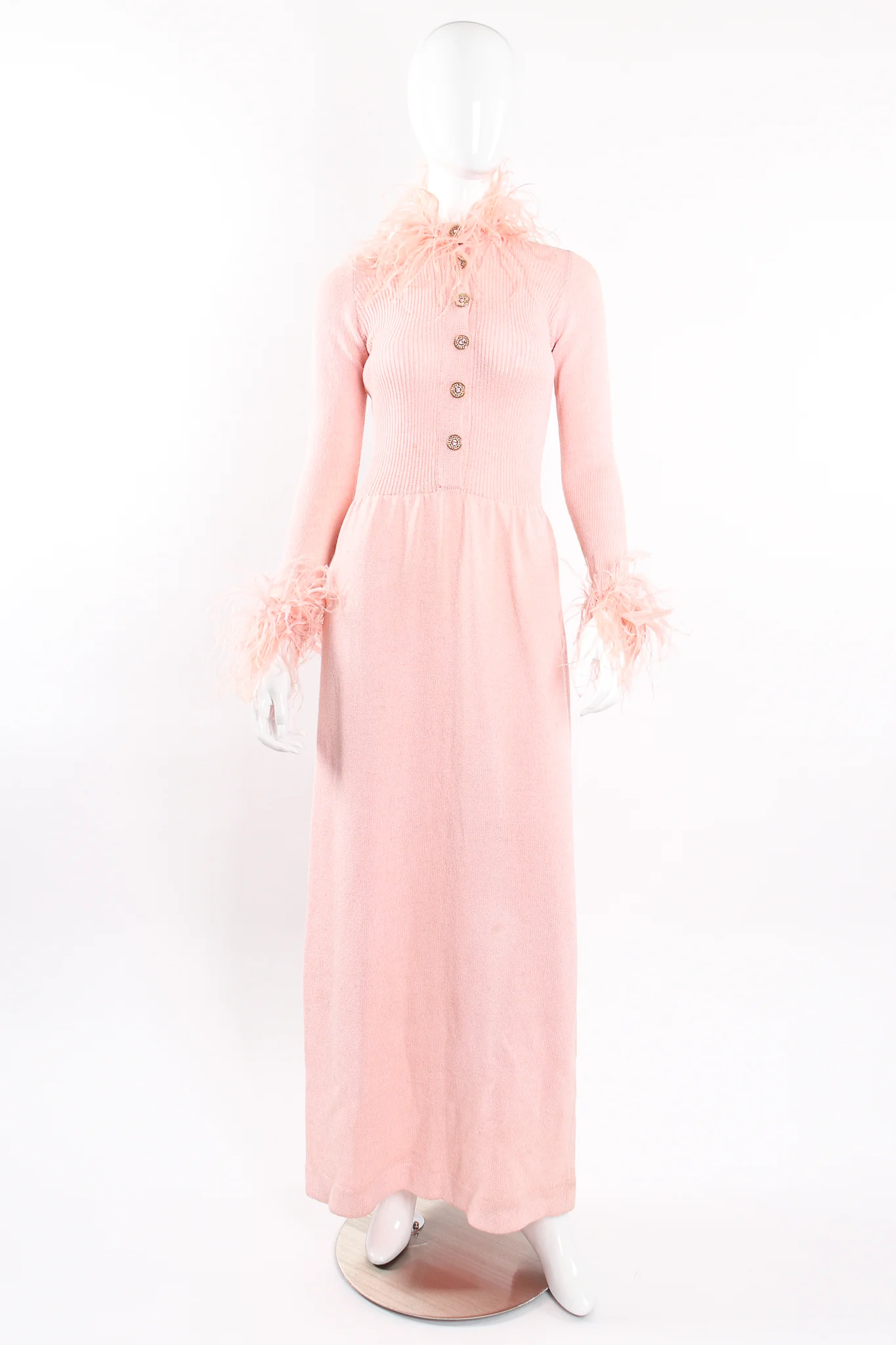 Feather Trim Sweater Knit Dress - Image 4