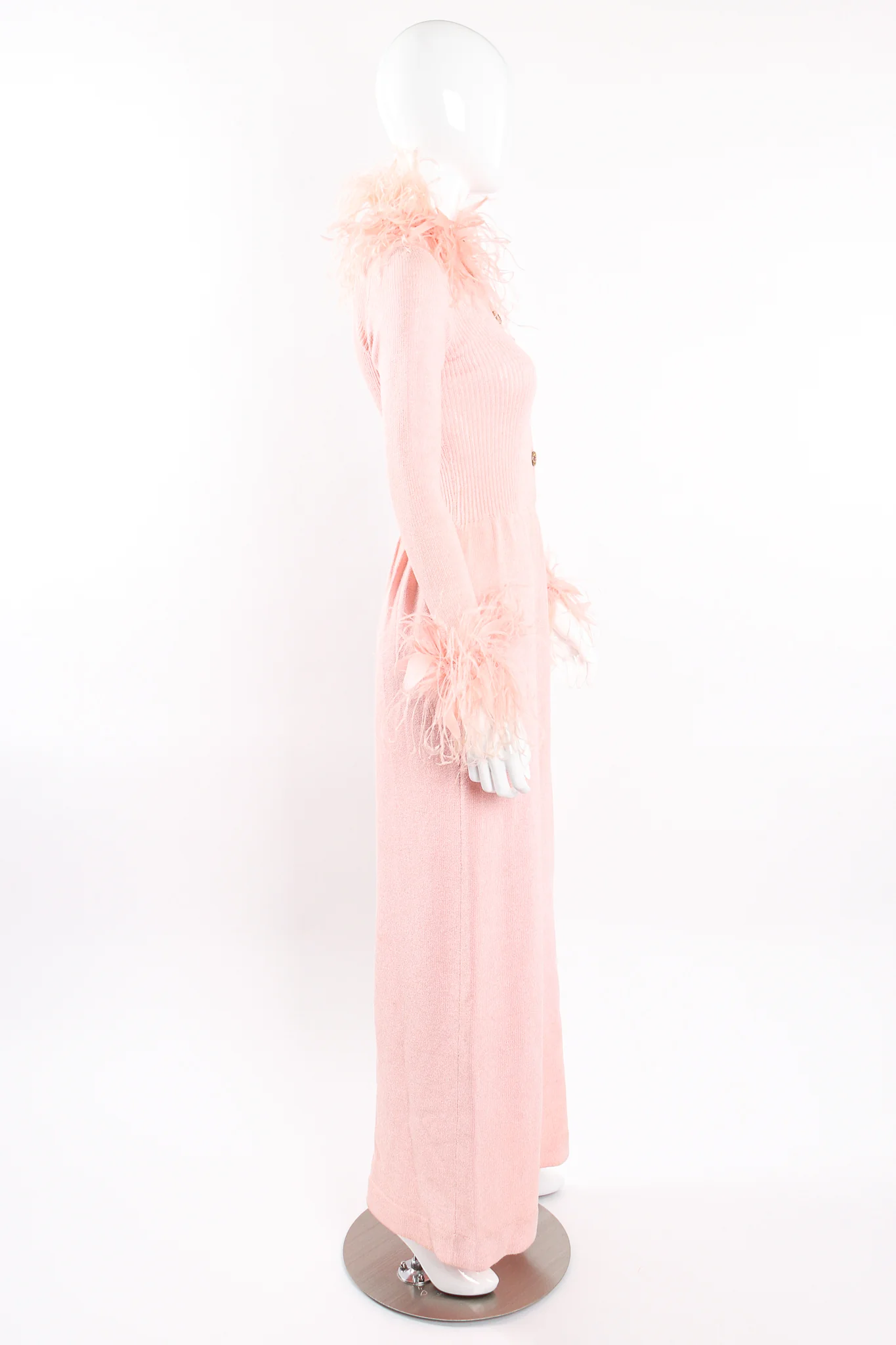 Feather Trim Sweater Knit Dress - Image 5