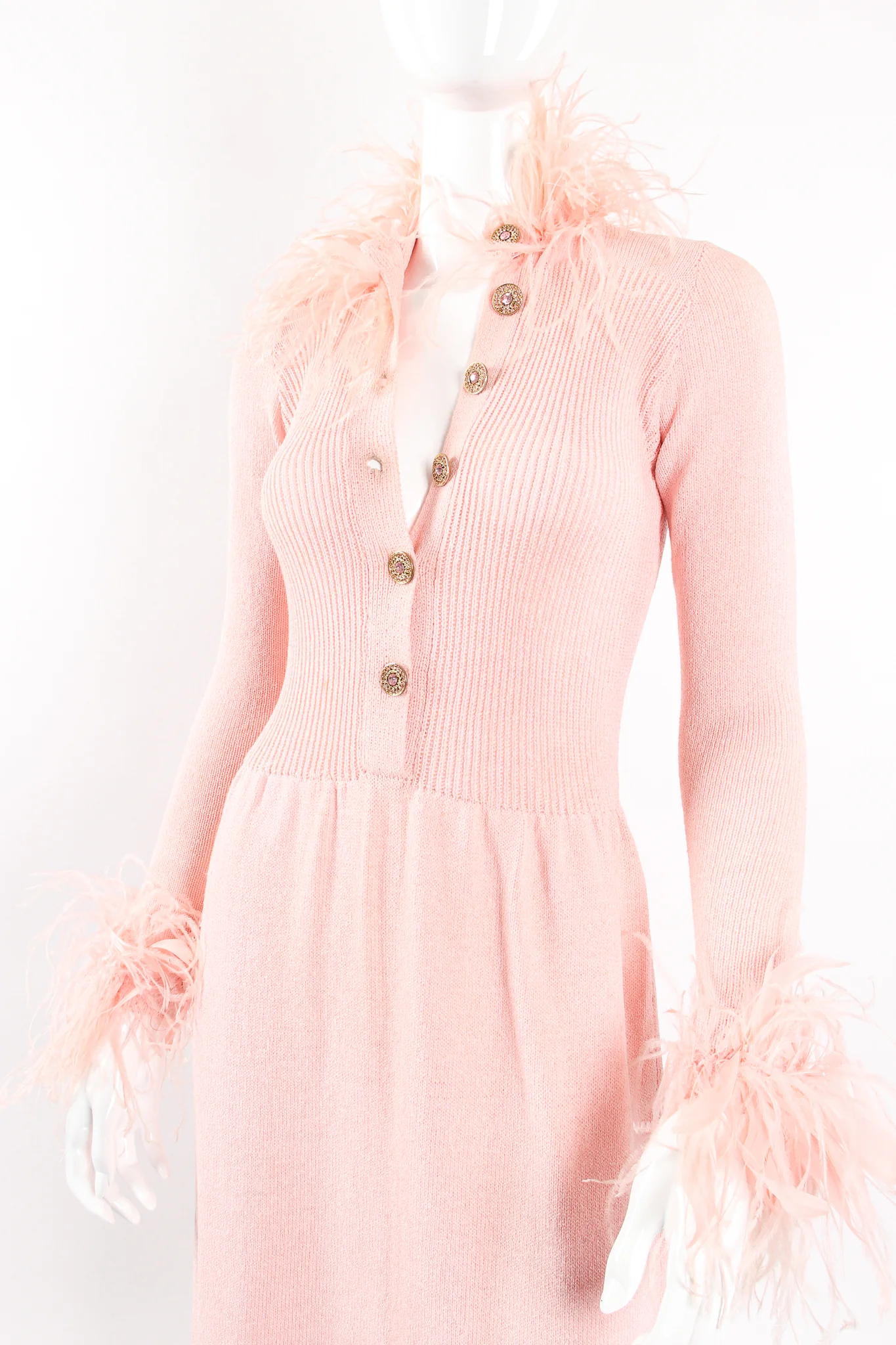 Feather Trim Sweater Knit Dress - Image 9