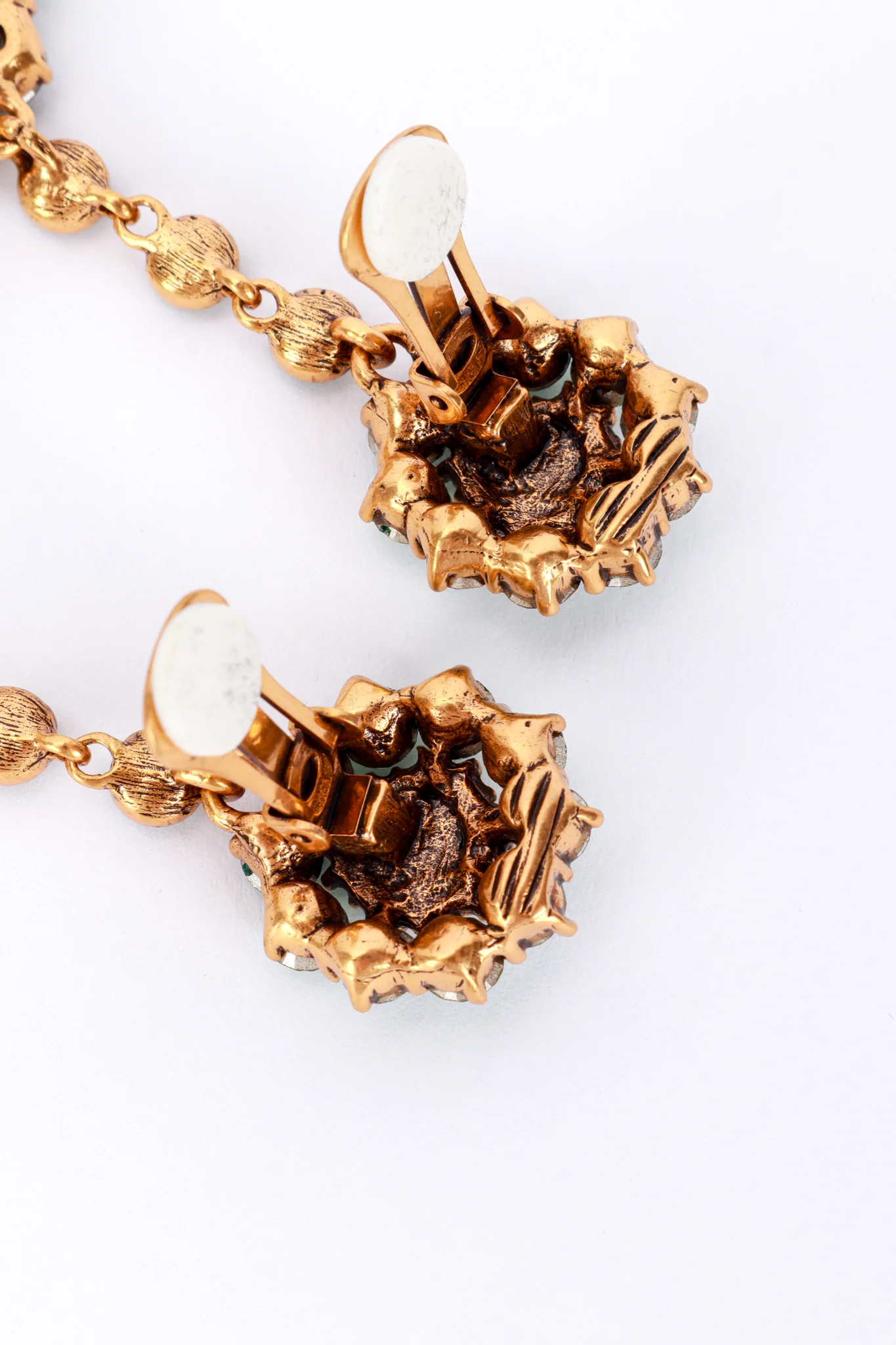 Fern Green Crystal Flower Burst Drop Earrings - Image 6