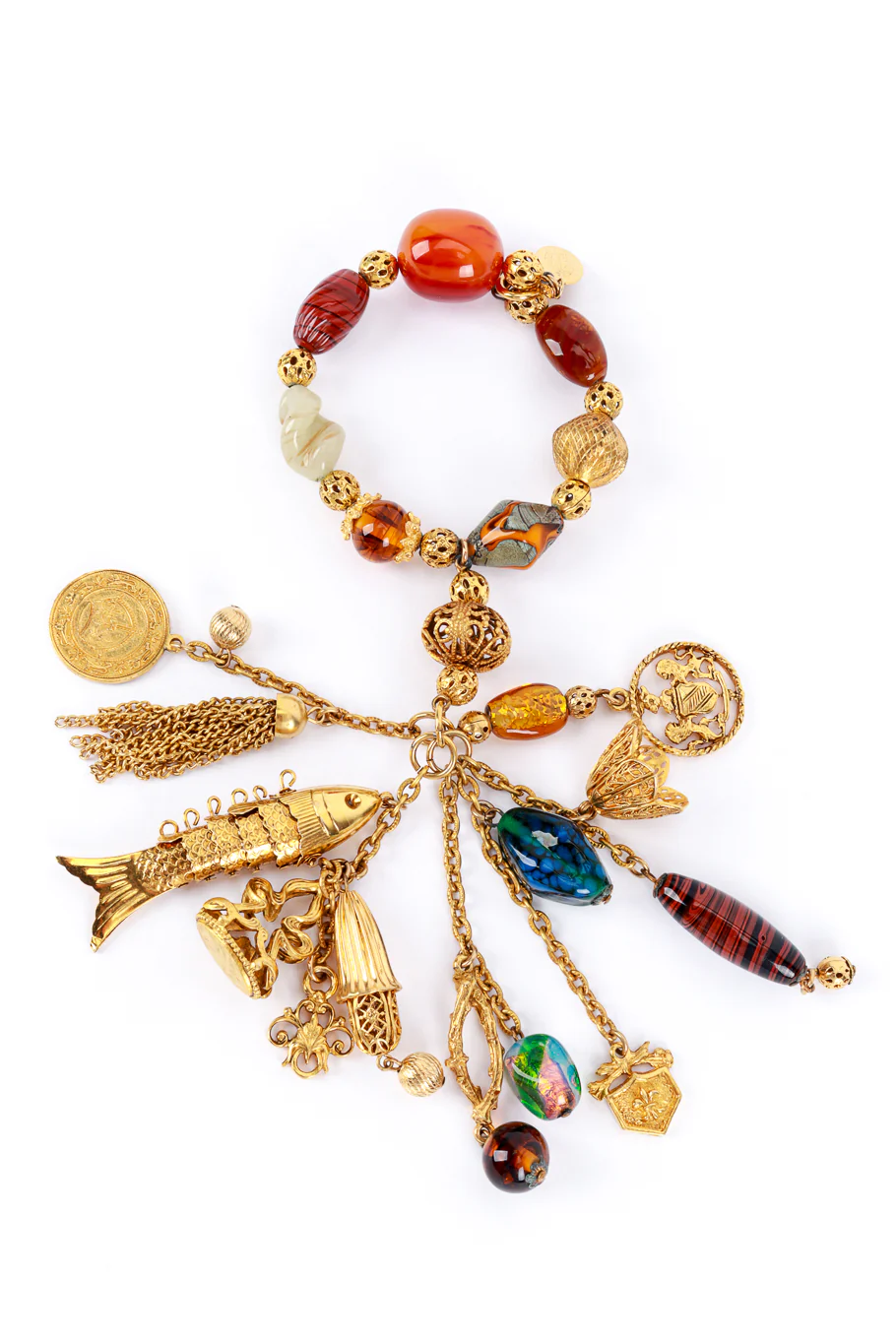 Filigree Beaded Drop Charm Bracelet - Image 2