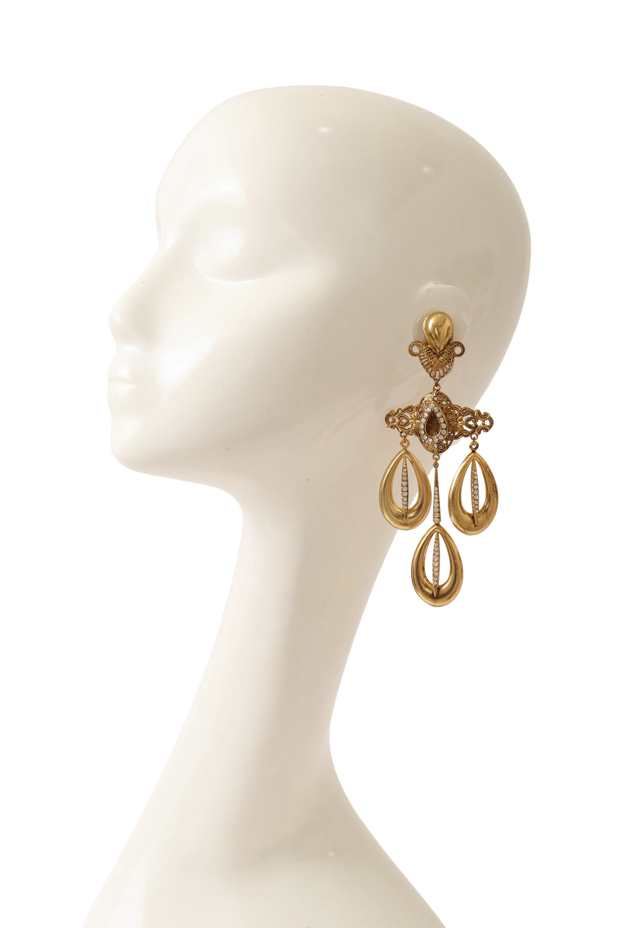 Filigree Cross Oval Drop Crystal Earrings - Image 2