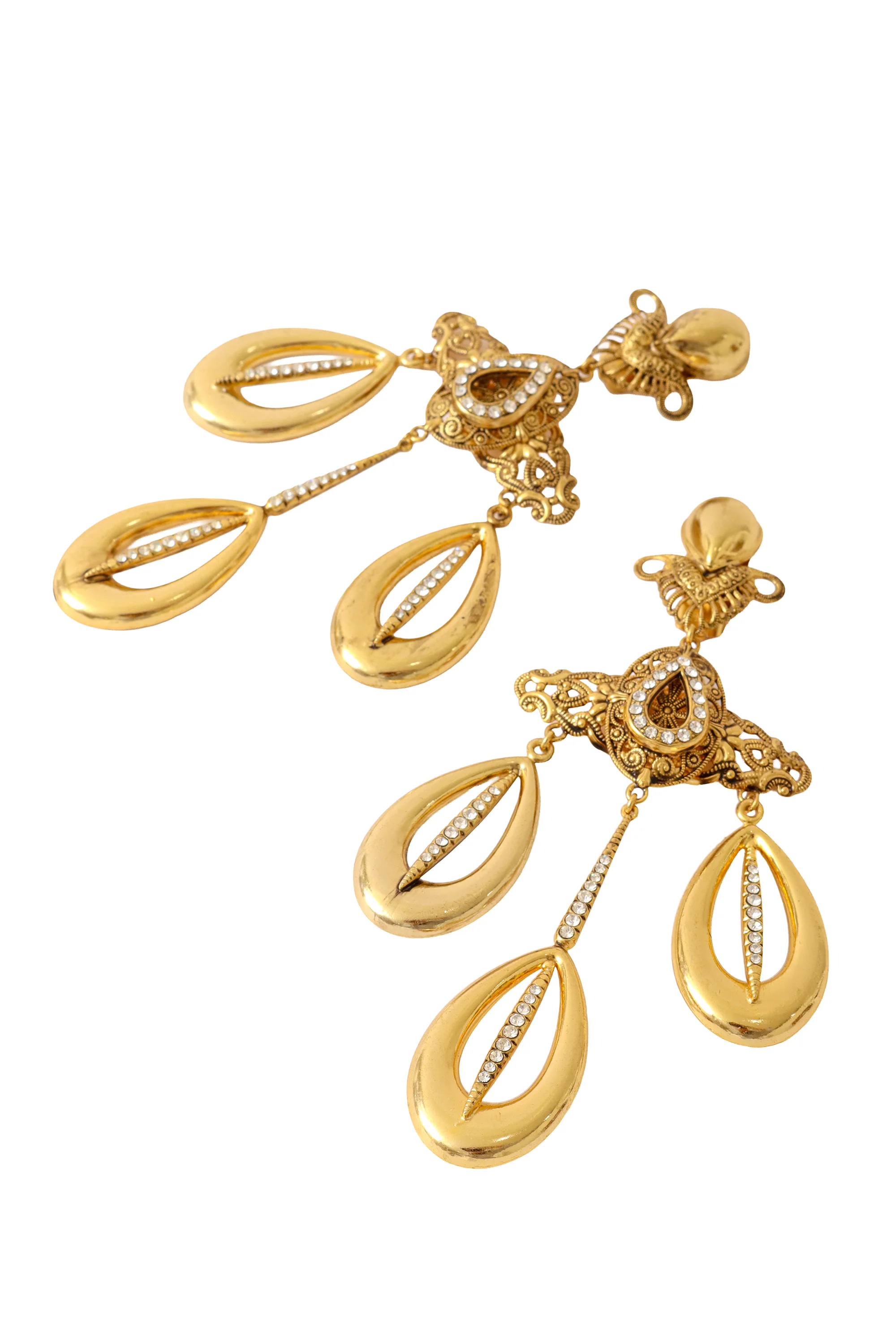Filigree Cross Oval Drop Crystal Earrings - Image 3