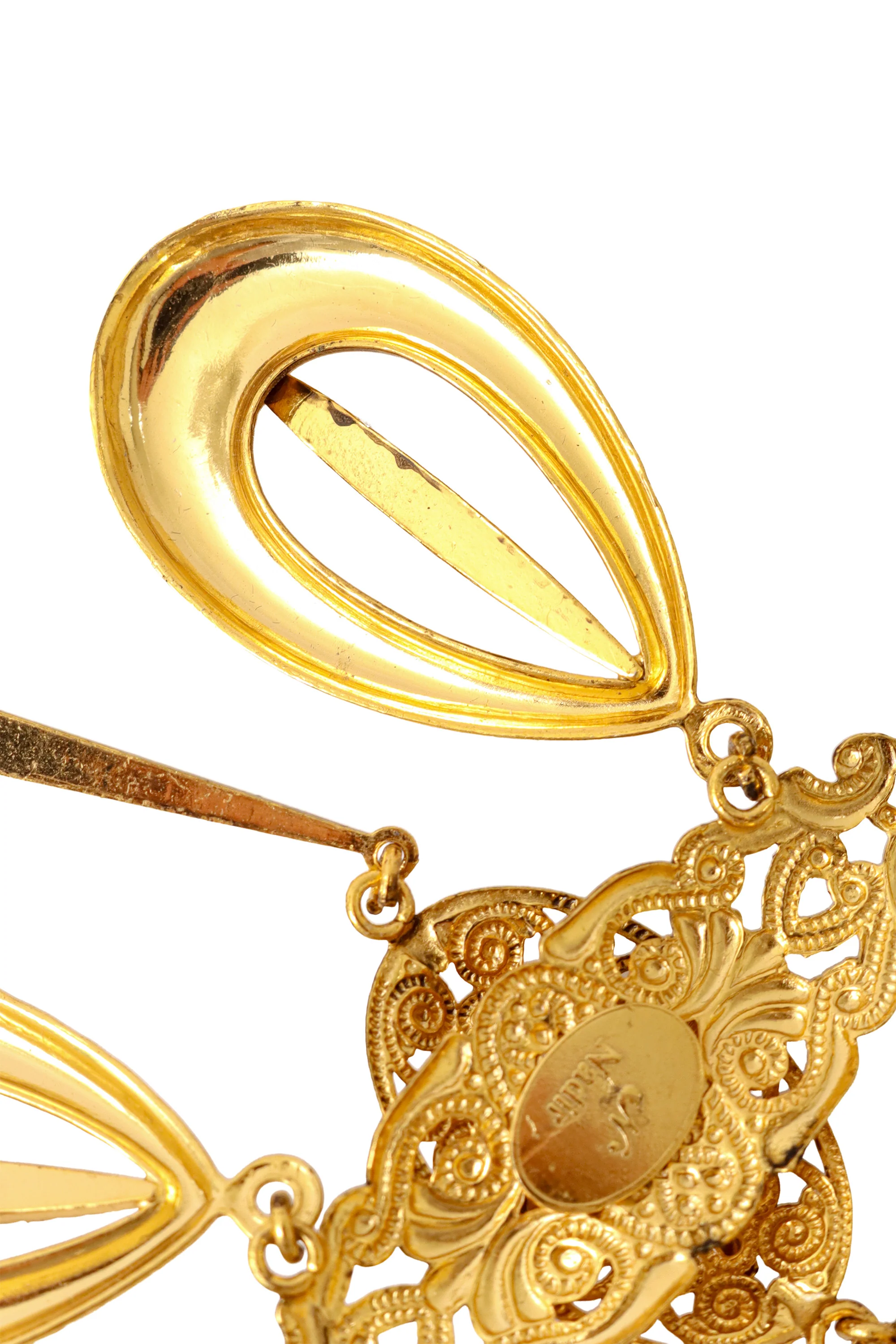 Filigree Cross Oval Drop Crystal Earrings - Image 7