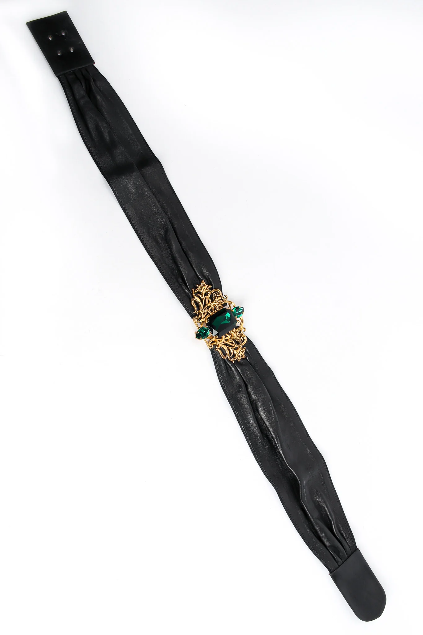 Filigree Emerald Crystal Leather Sash Belt - Image 3