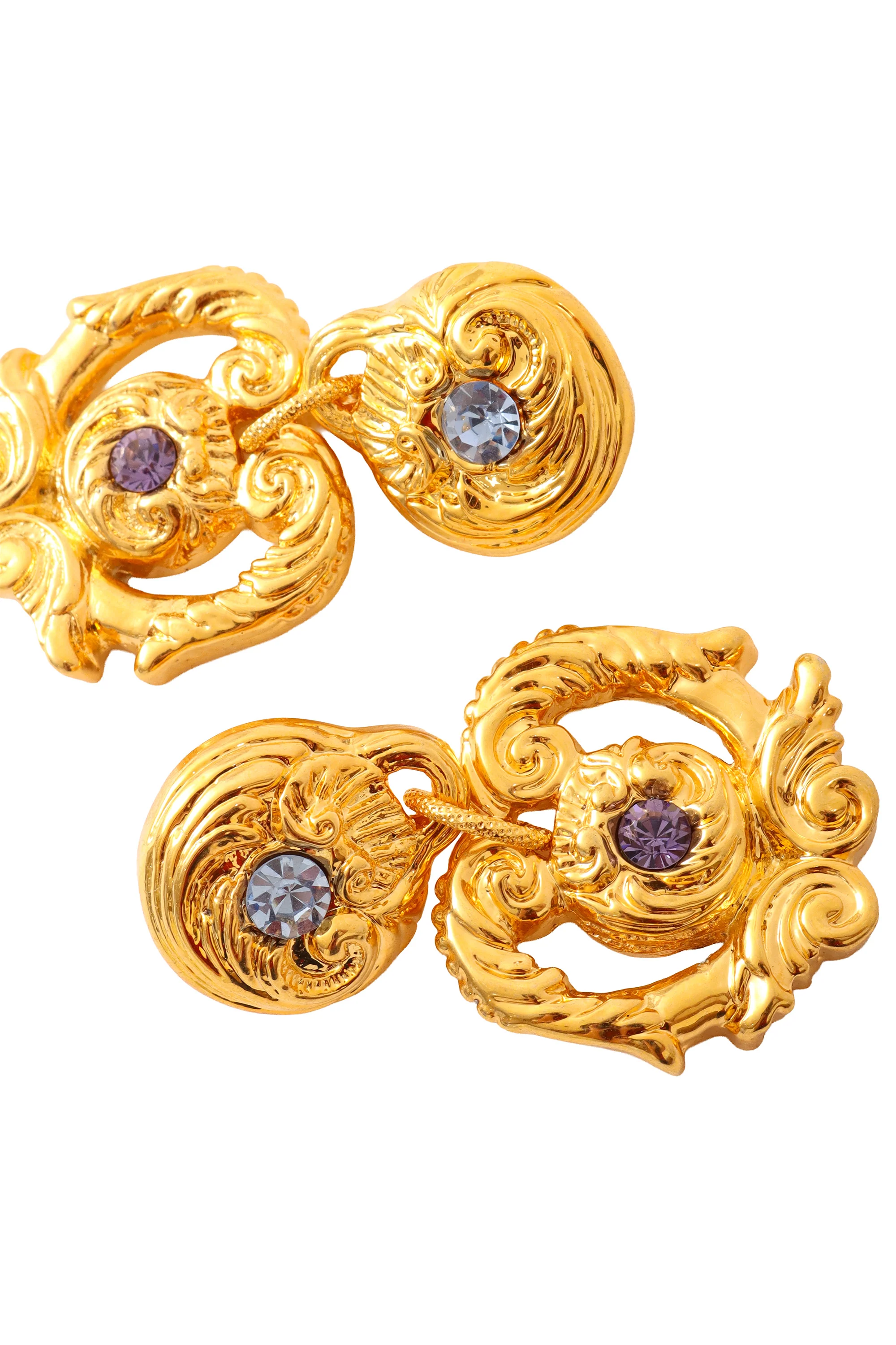 Filigree Flower Lavender Crystal Earrings - Image 3
