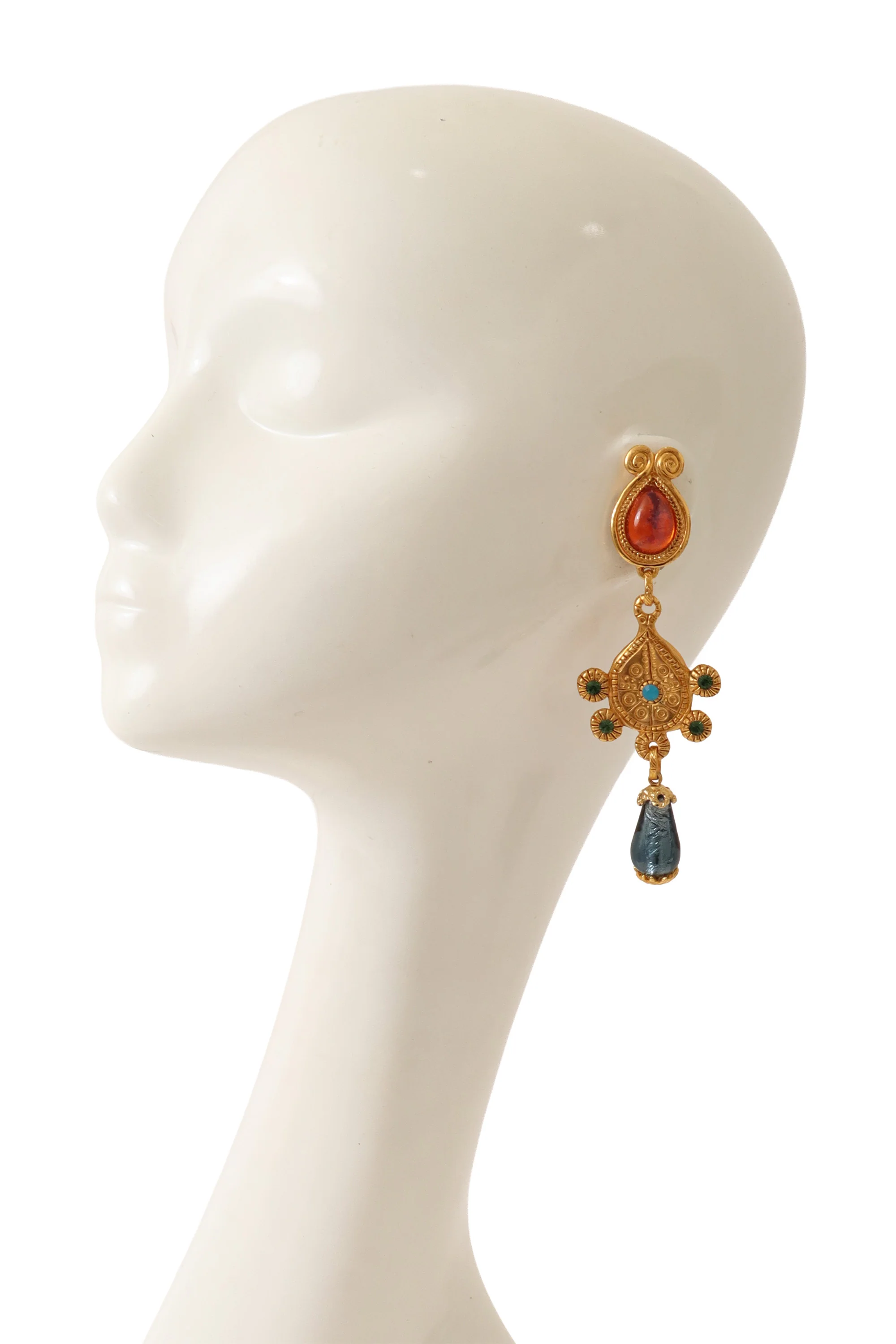 Filigree Medallion Glass Drop Earrings - Image 2