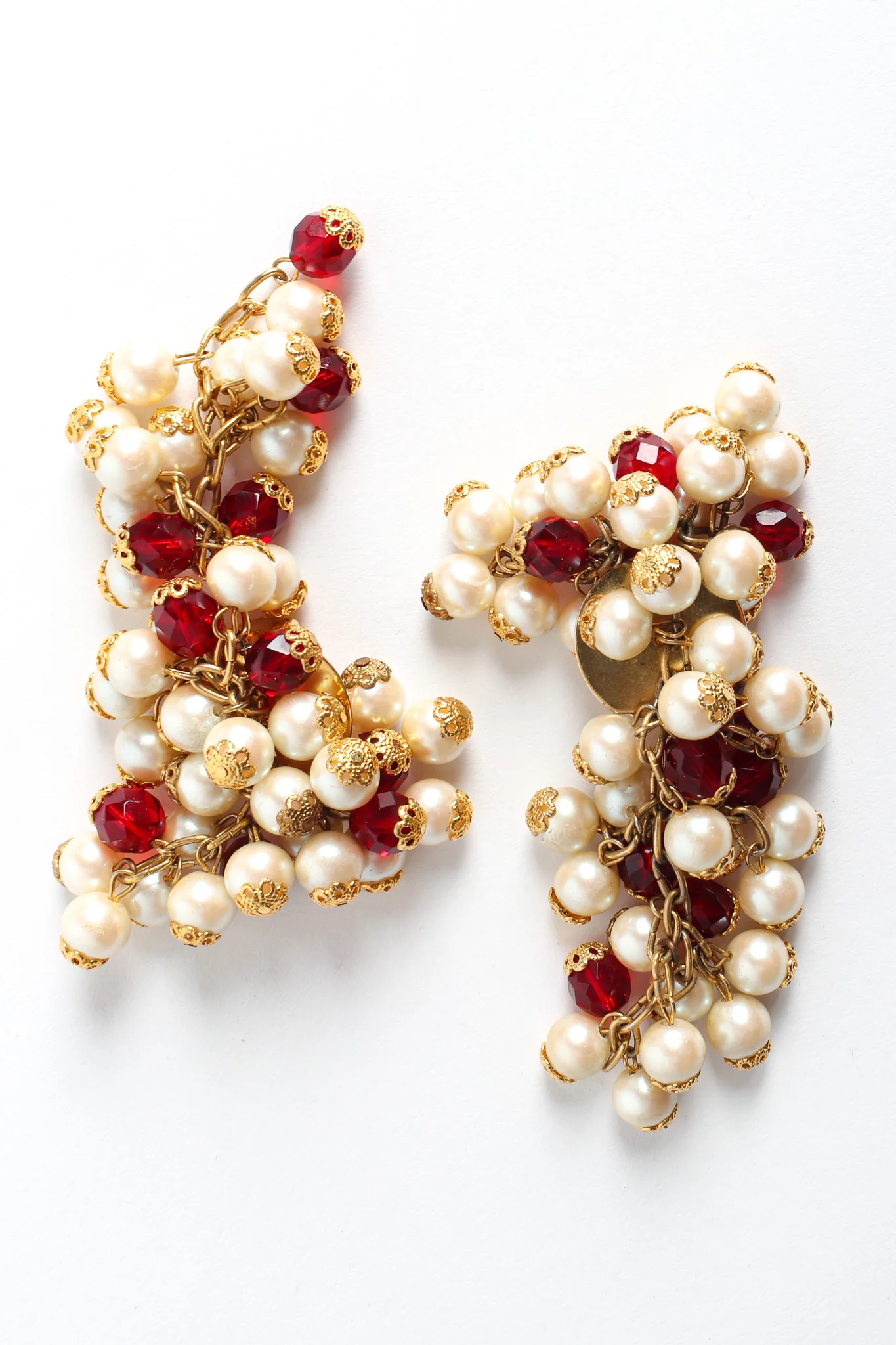 Filigree Pearl & Crystal Cluster Earrings - Image 5