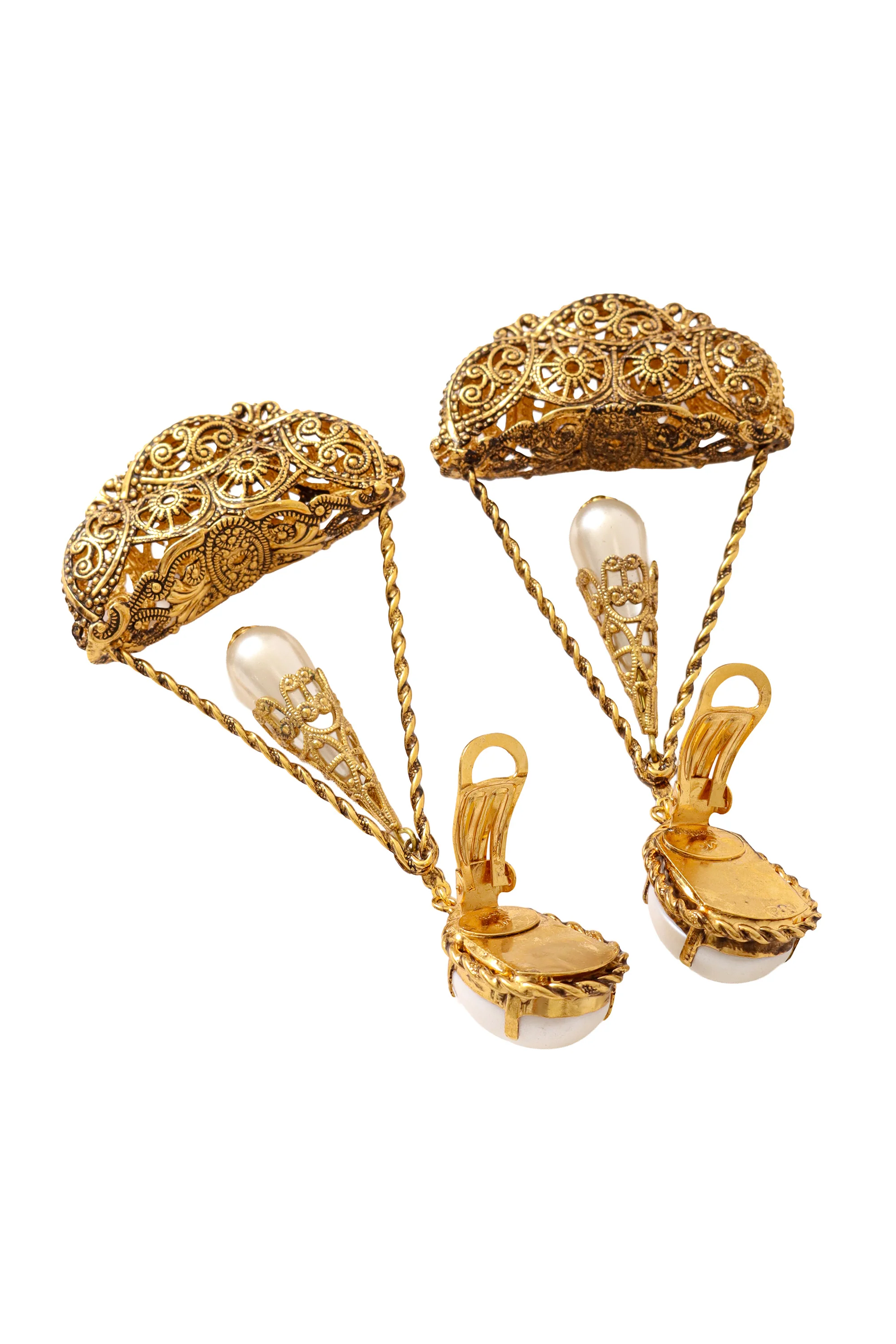 Filigree Pearl Drop Pendulum Earrings - Image 4