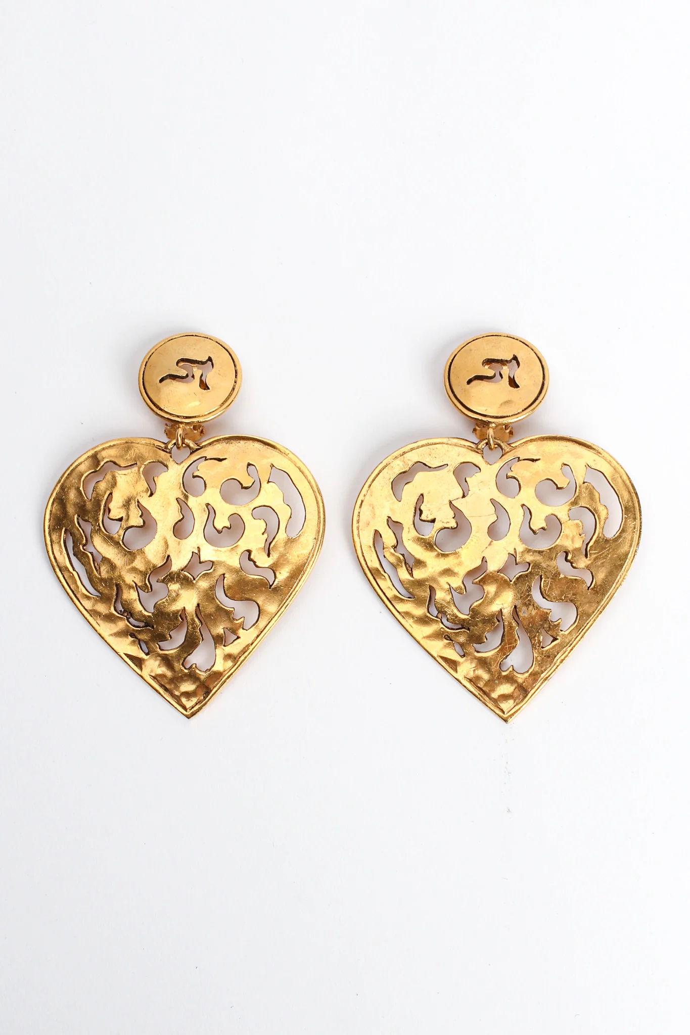 Flame Filigree Cutout Heart Earrings