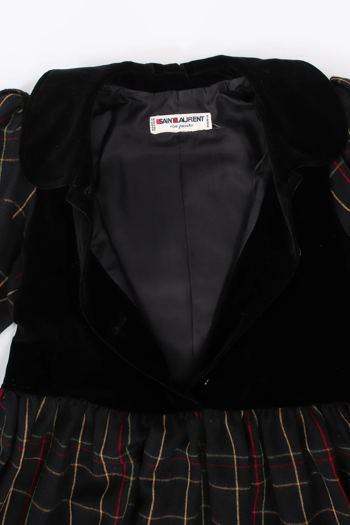 Flannel Checked Velvet Bodice Dress - Image 11