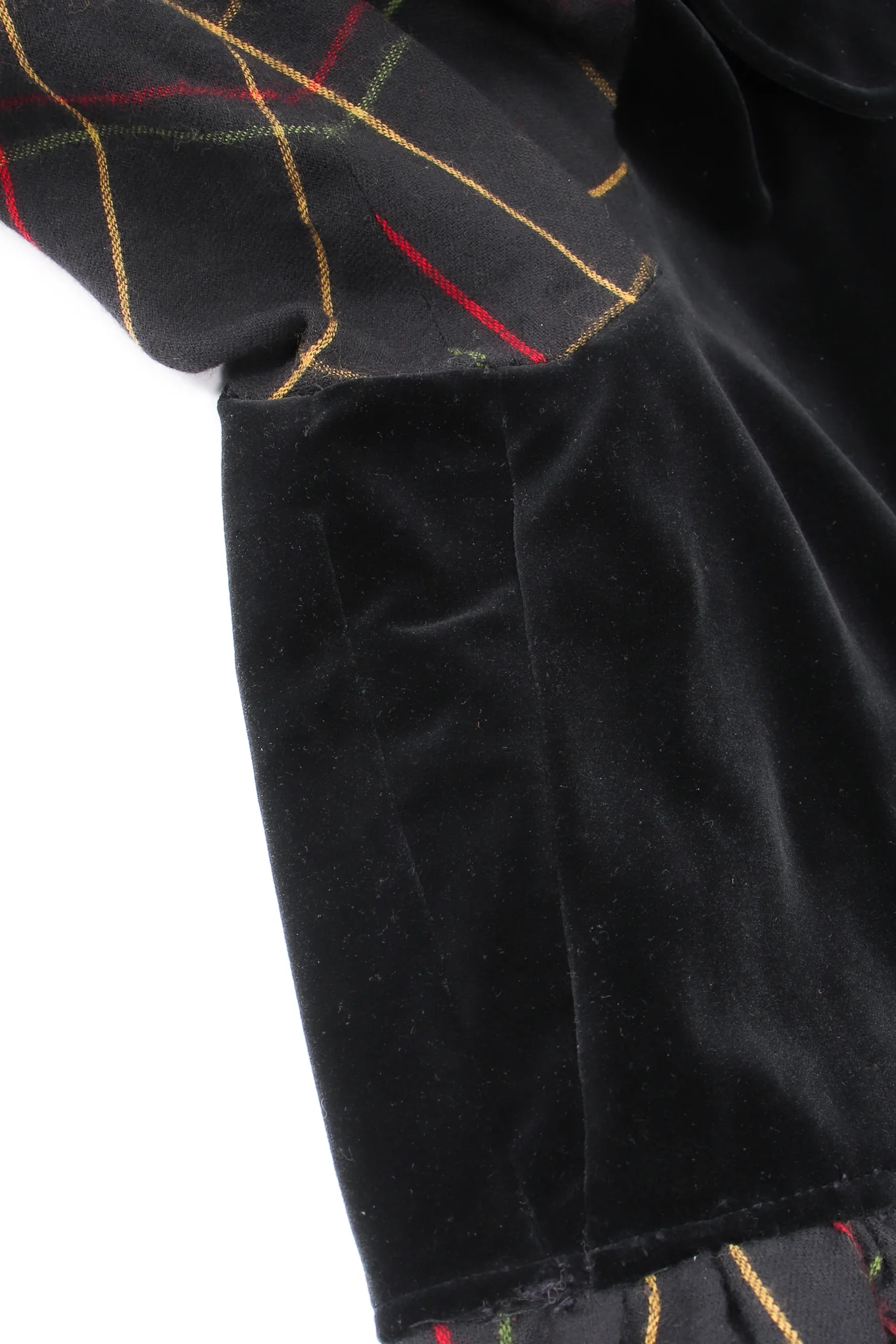 Flannel Checked Velvet Bodice Dress - Image 13
