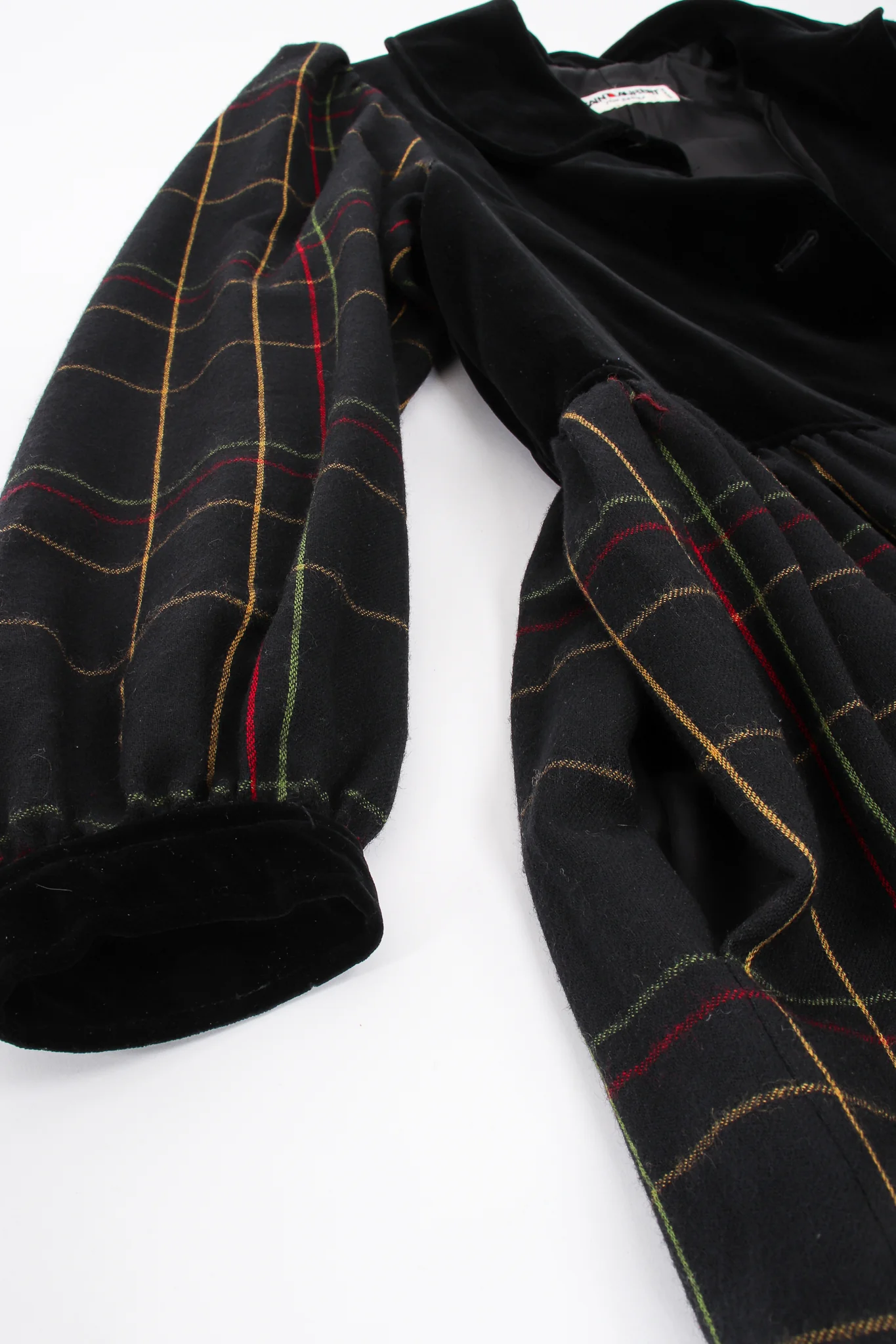 Flannel Checked Velvet Bodice Dress - Image 9