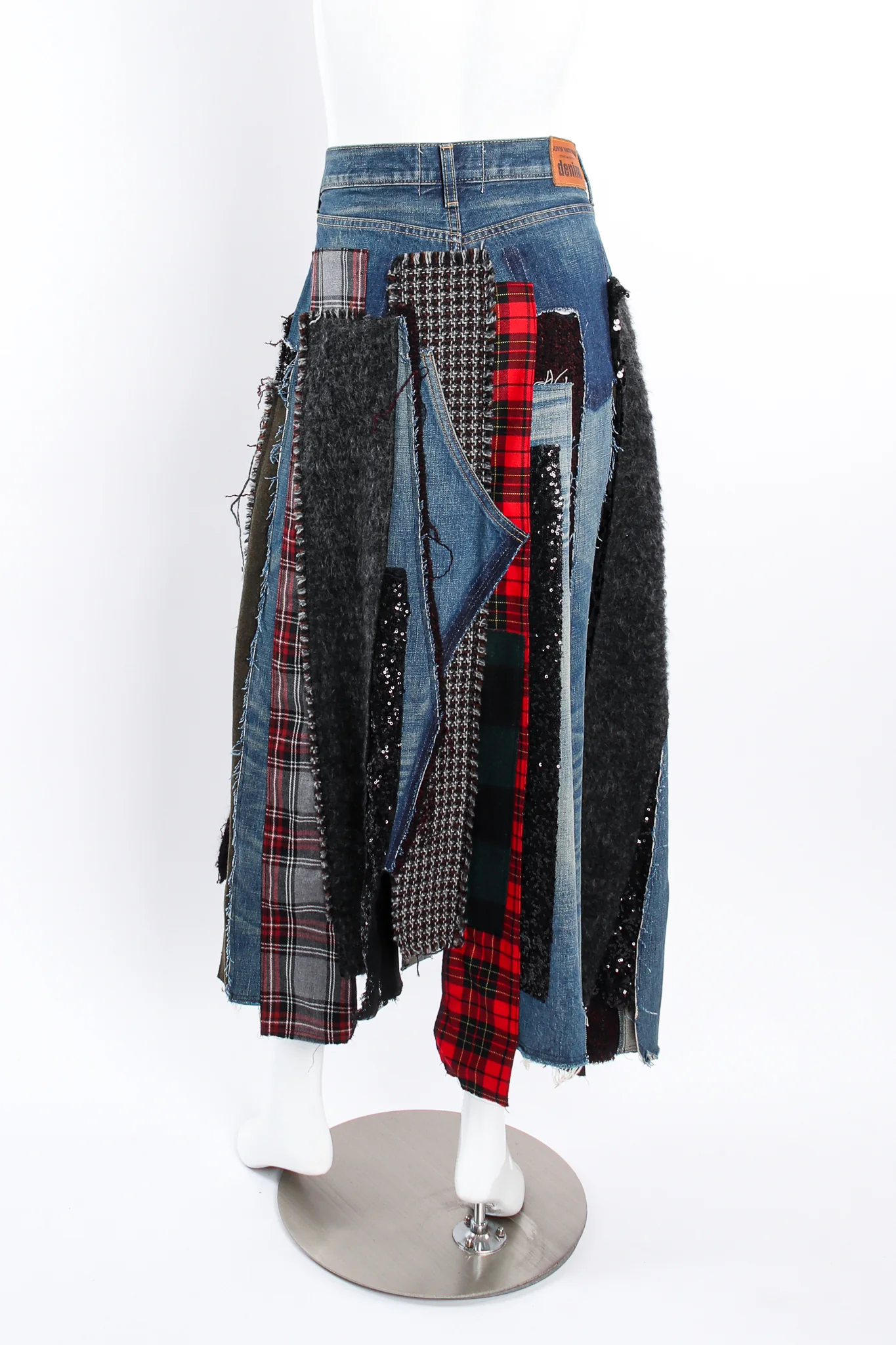 Flannel Patchwork Denim Grunge Skirt - Image 4