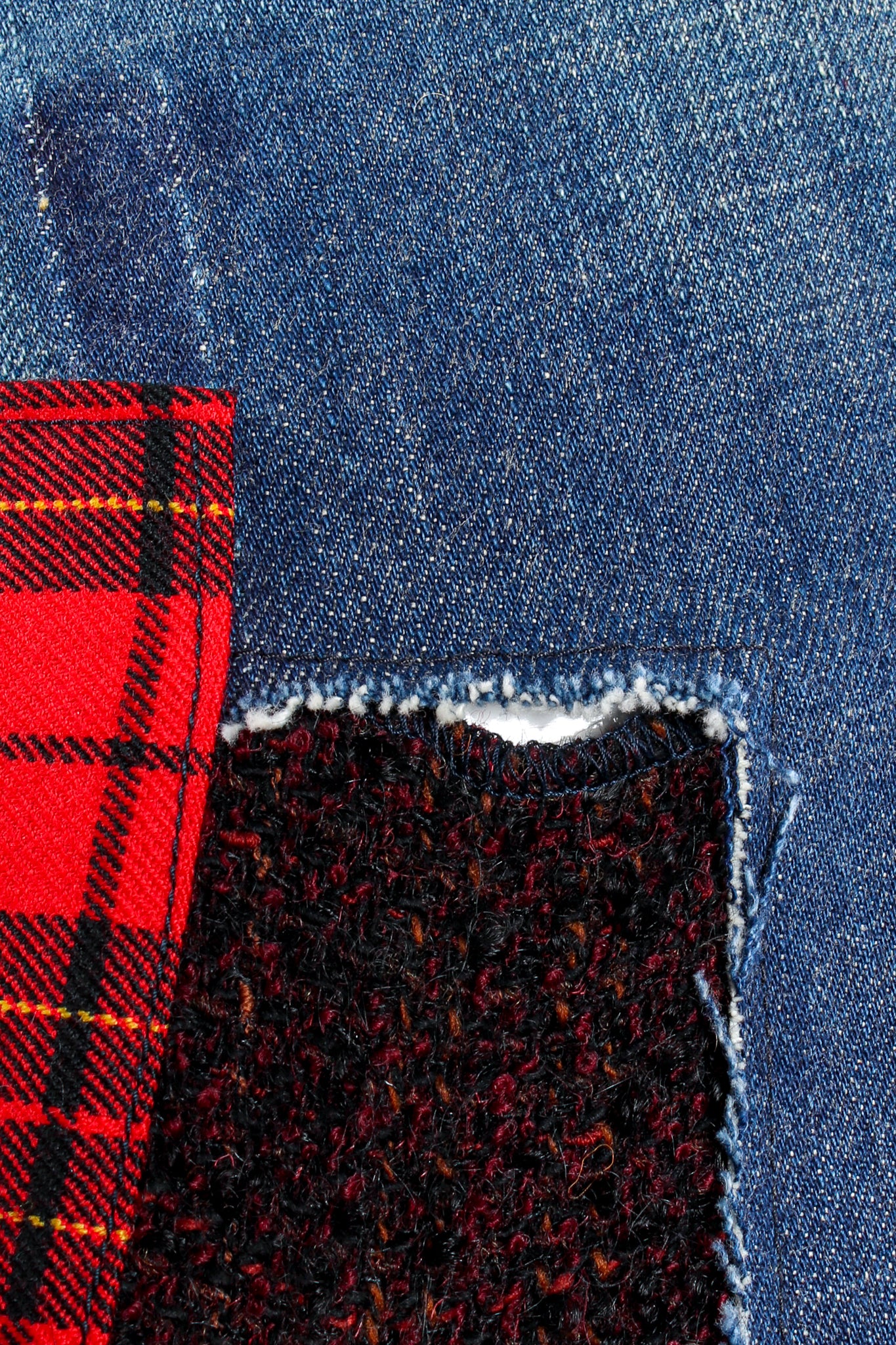 Flannel Patchwork Denim Grunge Skirt - Image 6