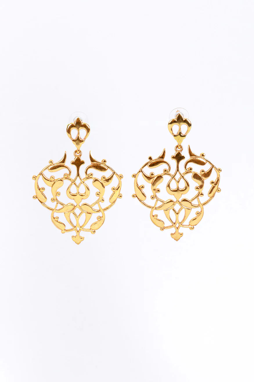 Fleur De Lis Scroll Drop Earrings