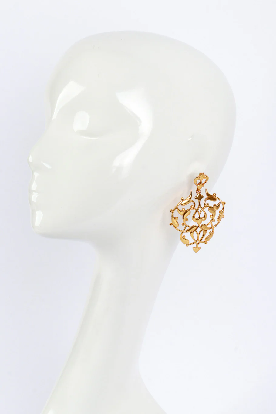 Fleur De Lis Scroll Drop Earrings - Image 2