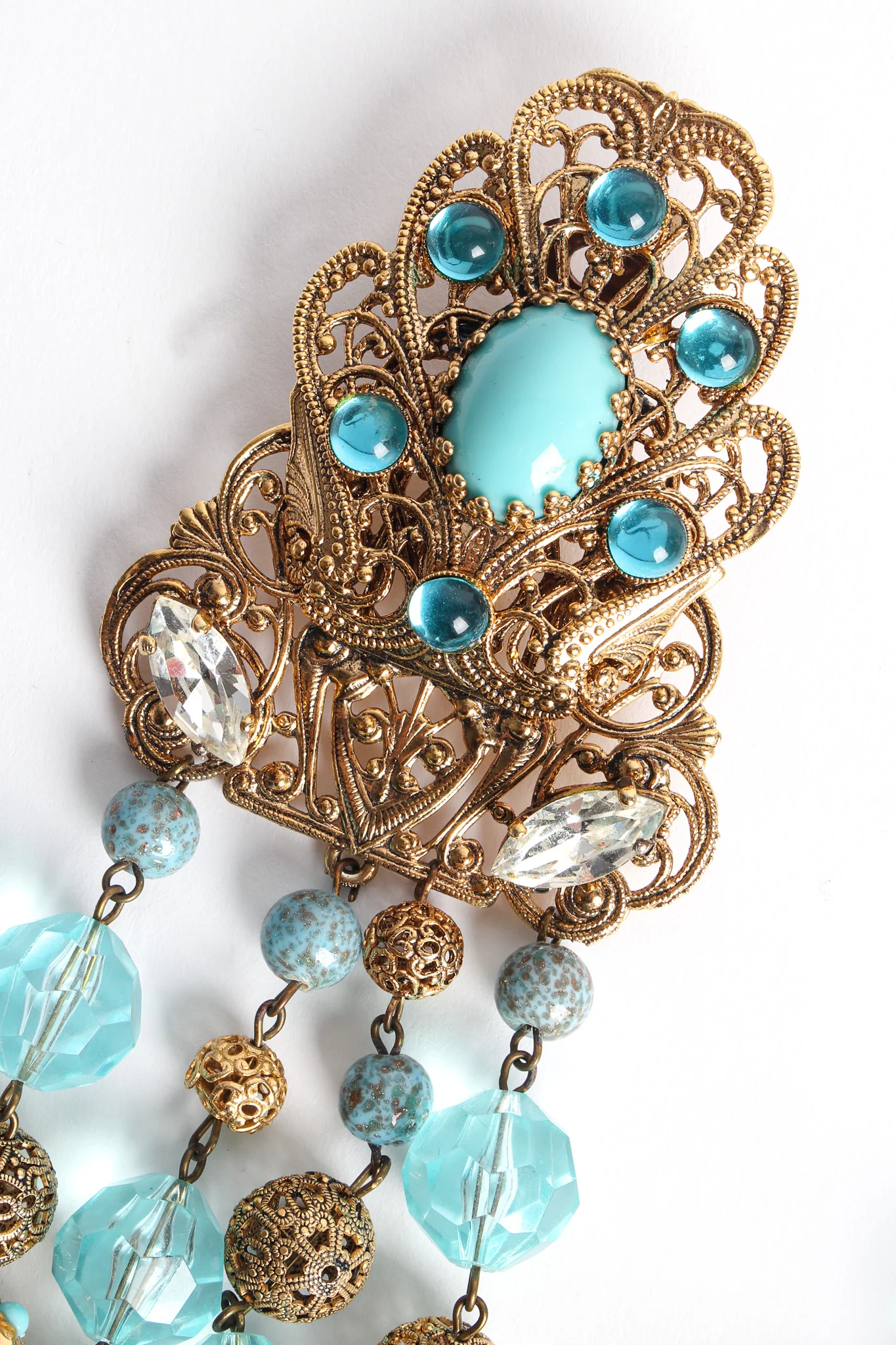 Fleur Filigree Jeweled Chandelier Earrings - Image 6
