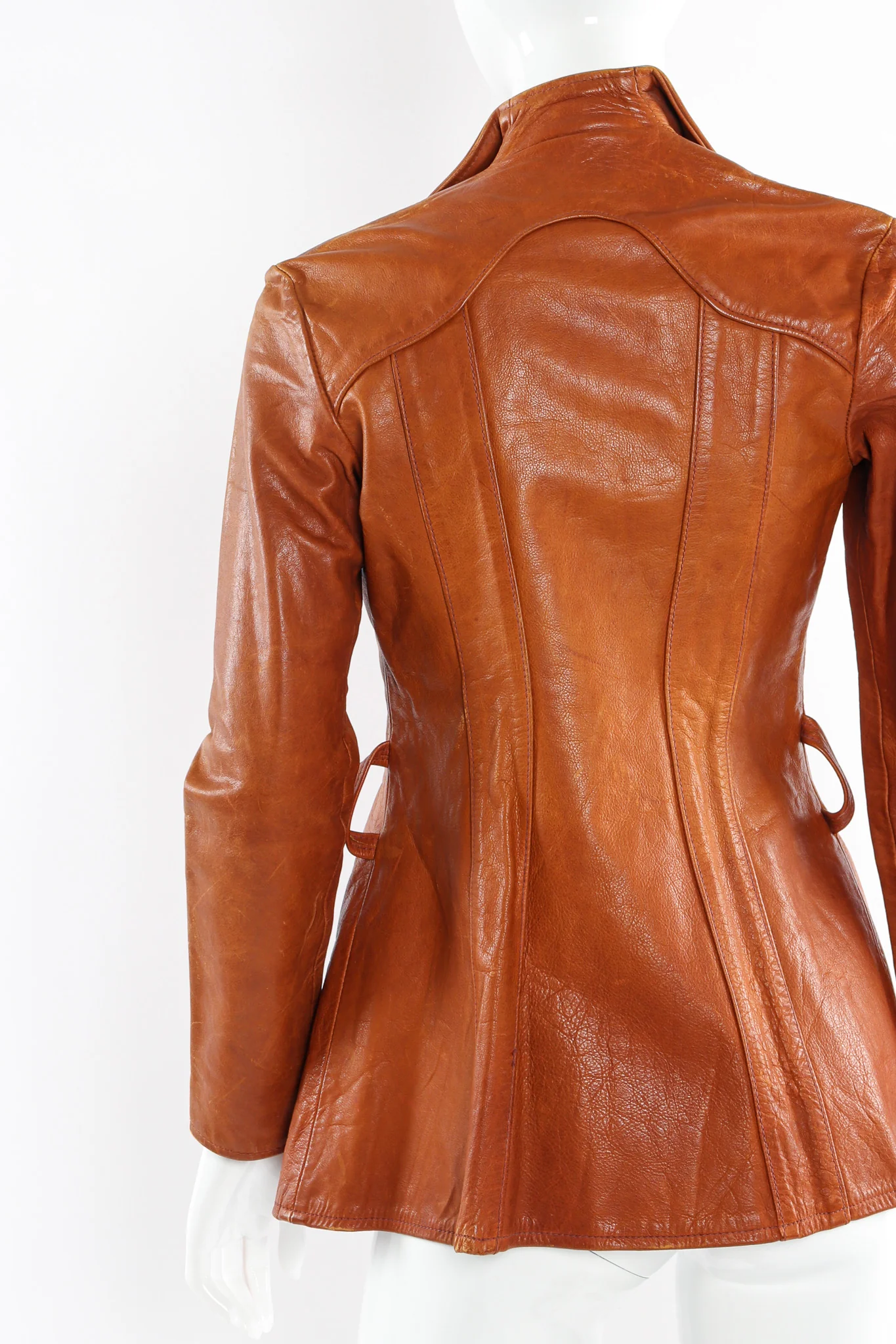 Floral Appliqué Leather Jacket - Image 3
