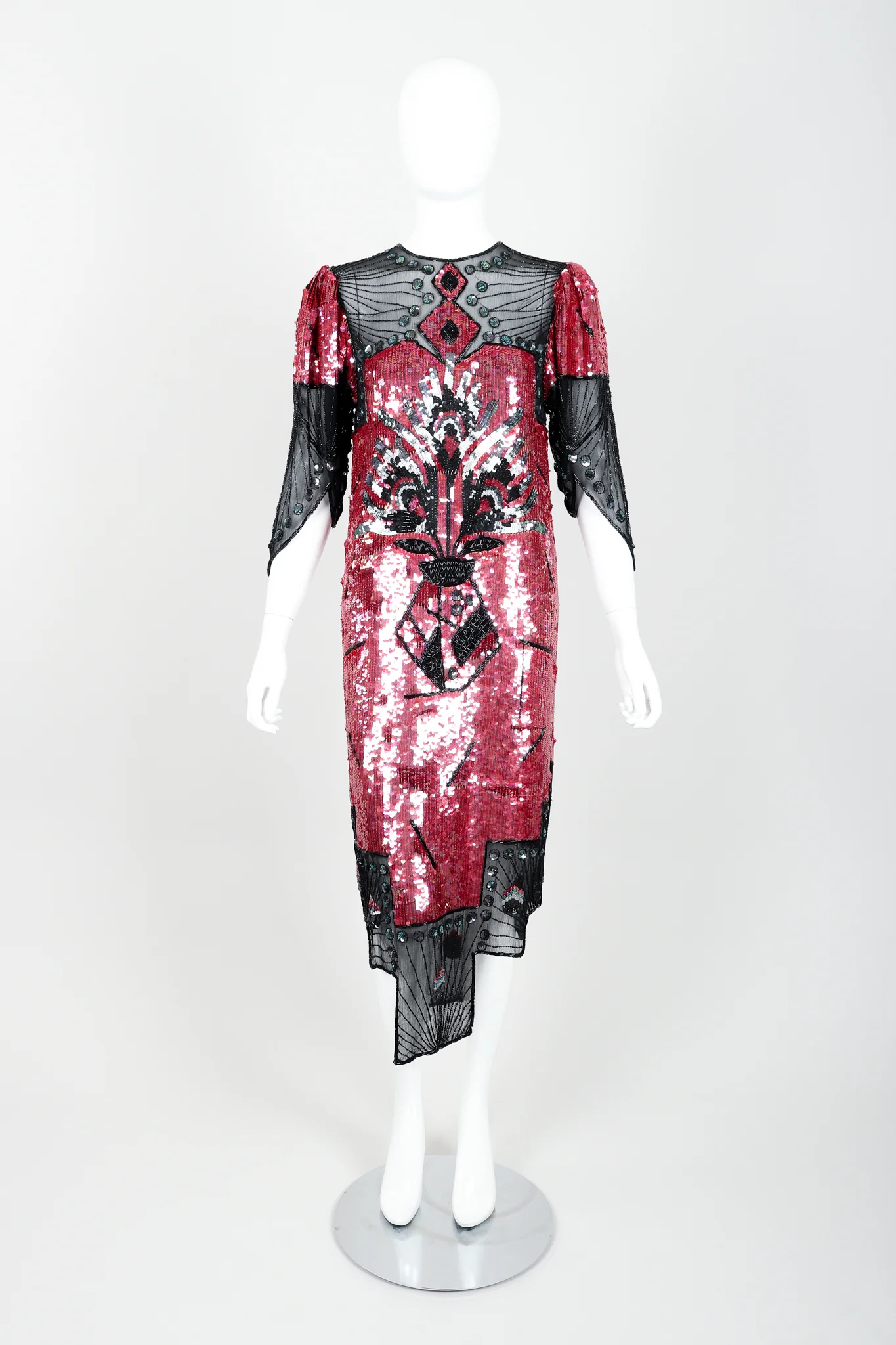Sheer Sequin Deco Cocktail Dress - Image 5