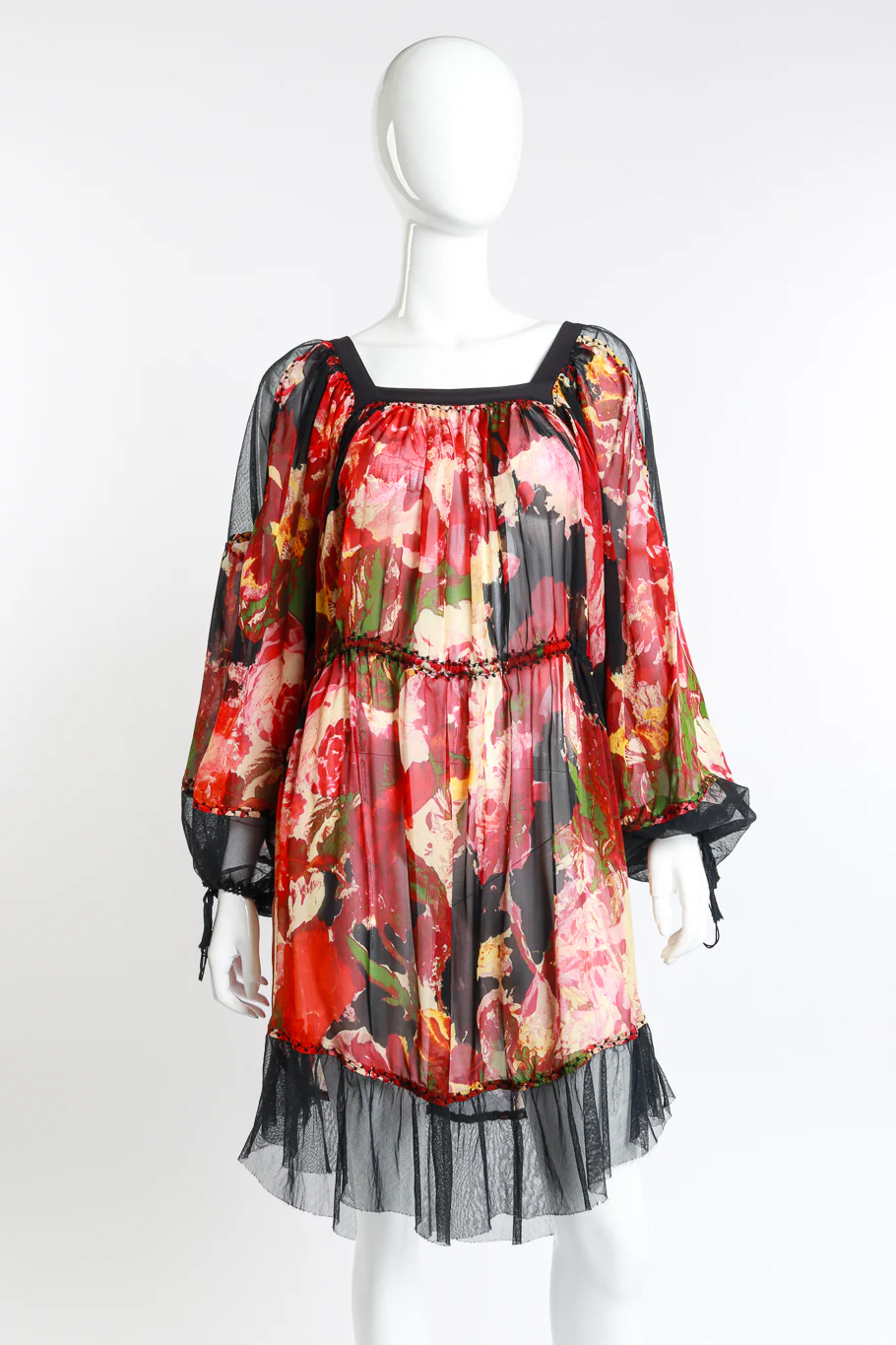 Floral Balloon Sleeve Dress