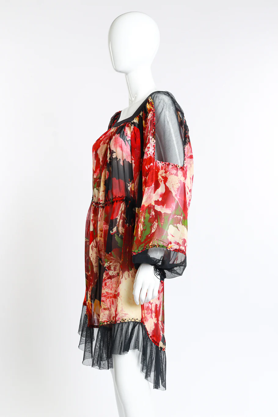 Floral Balloon Sleeve Dress - Image 2