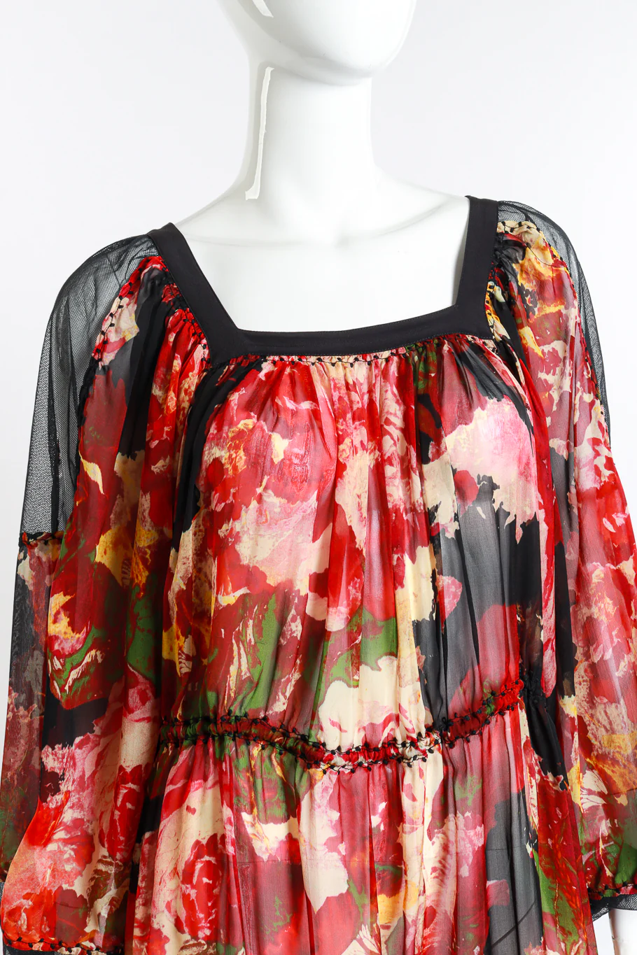 Floral Balloon Sleeve Dress - Image 4