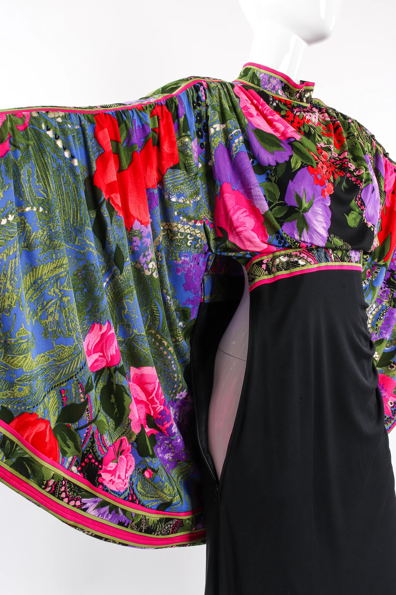 Floral Batwing Cape Gown - Image 13
