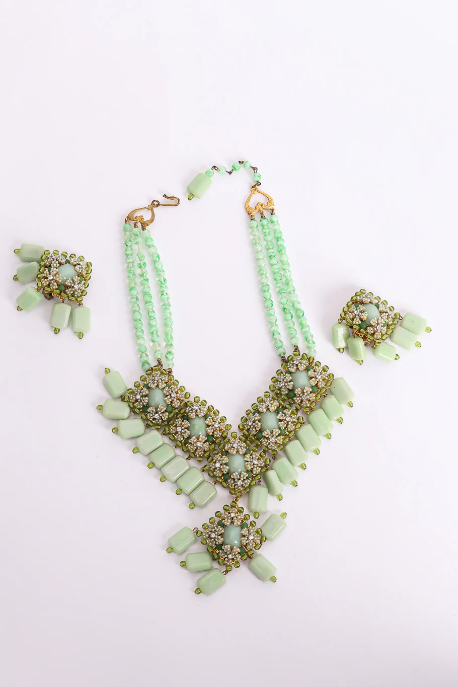 Floral Bead Necklace and Earring Set