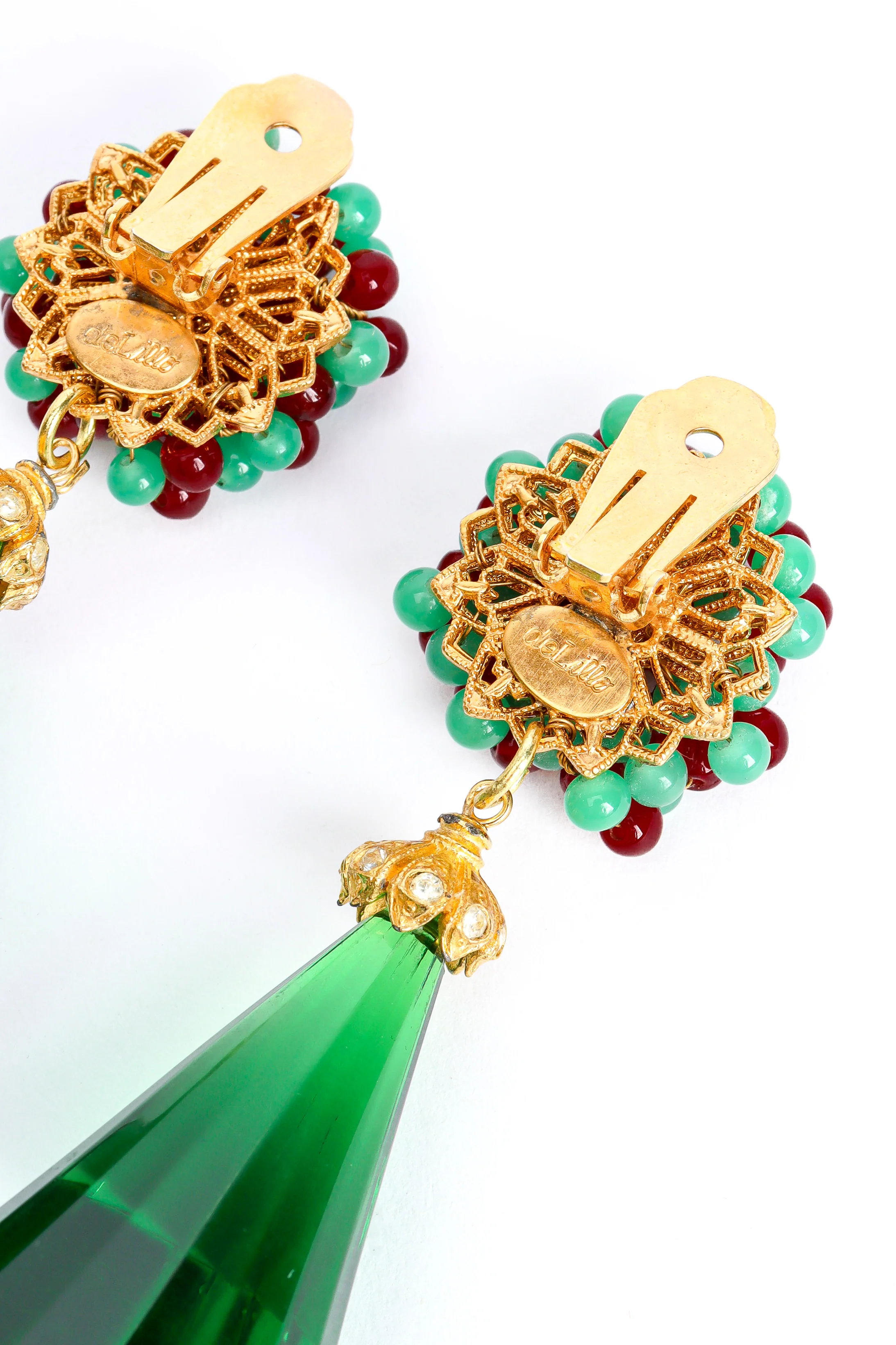 Floral Bead Chunky Emerald Earrings - Image 5