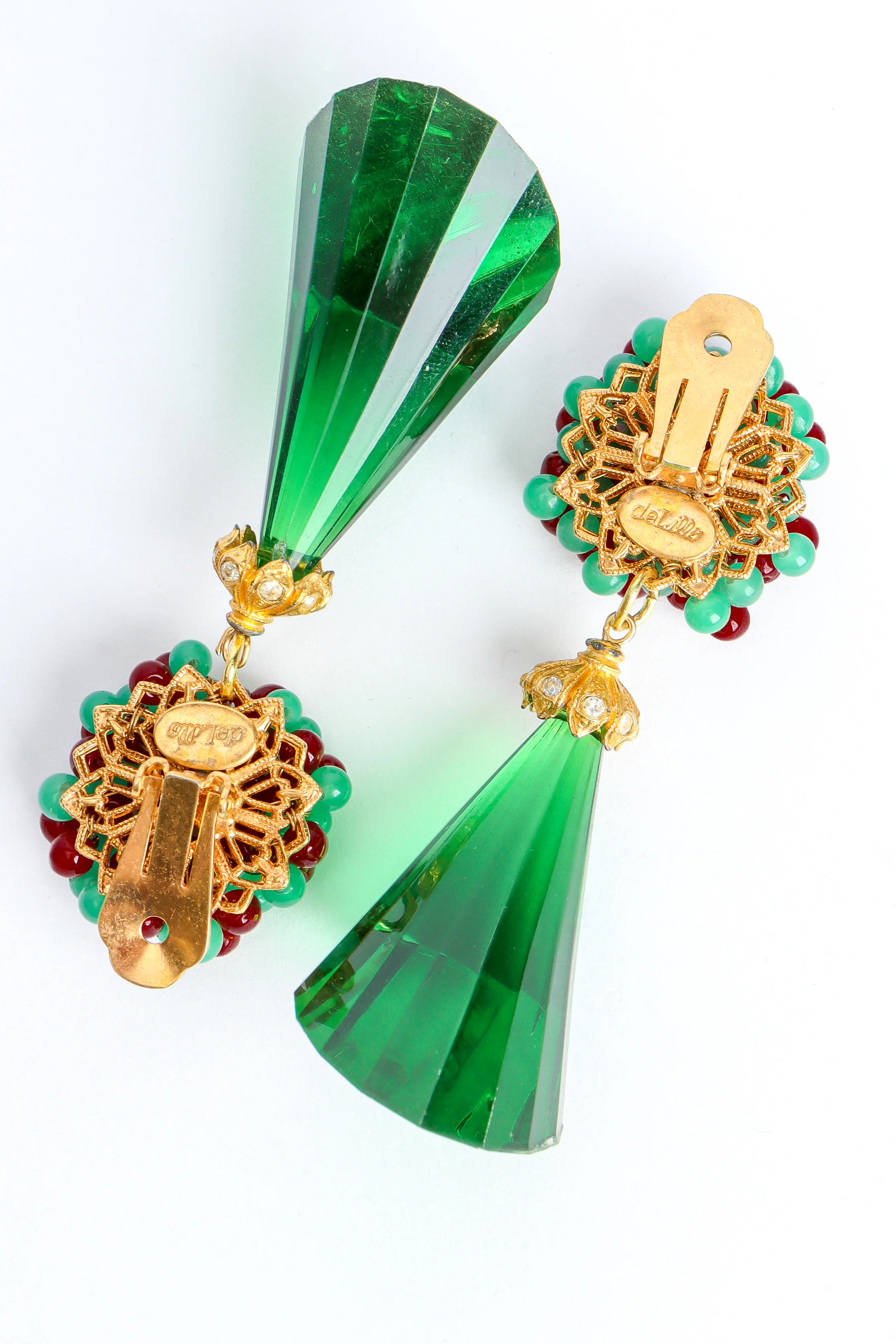 Floral Bead Chunky Emerald Earrings - Image 6