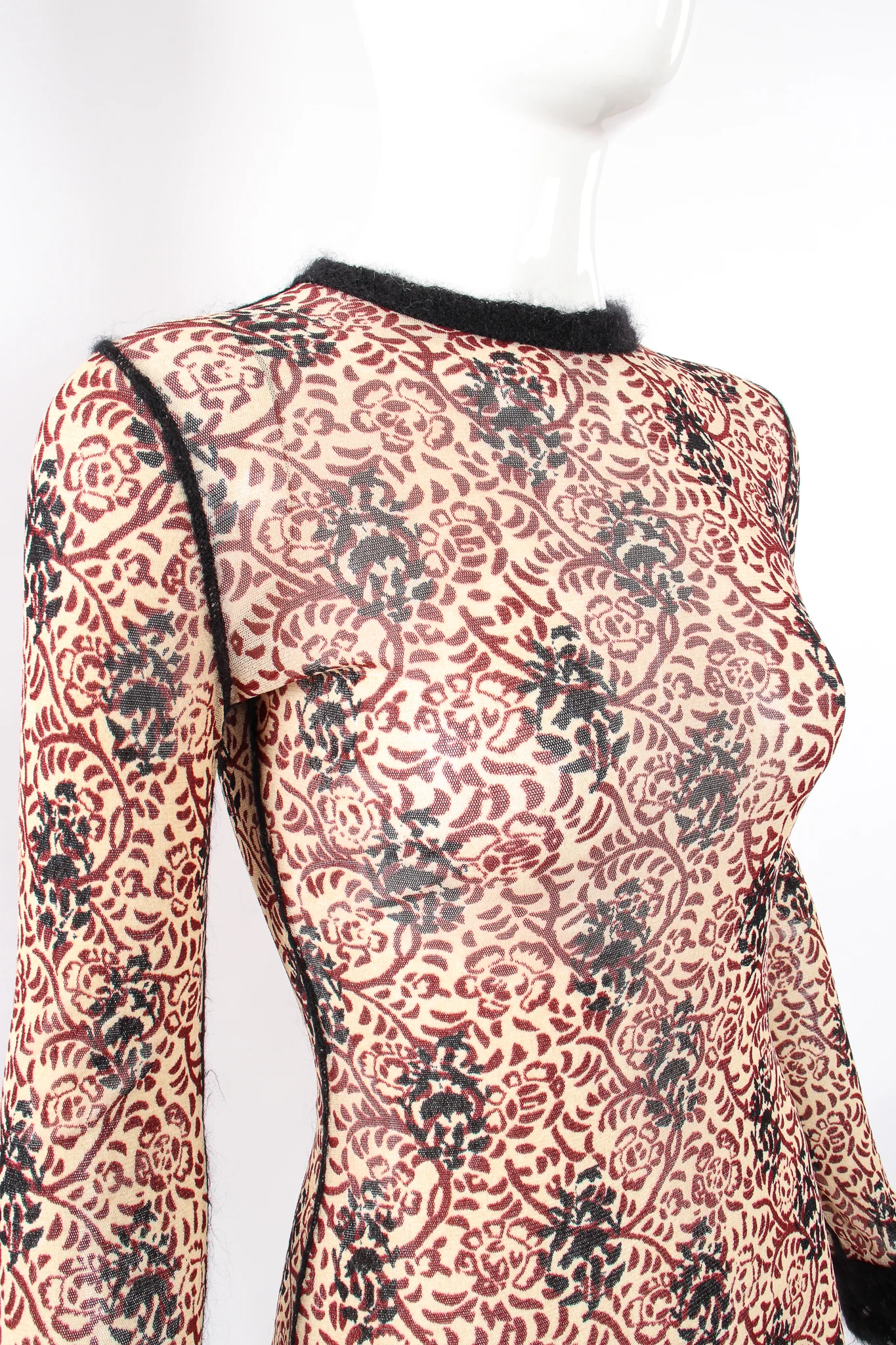 Floral Block Print Mesh T-Shirt - Image 2