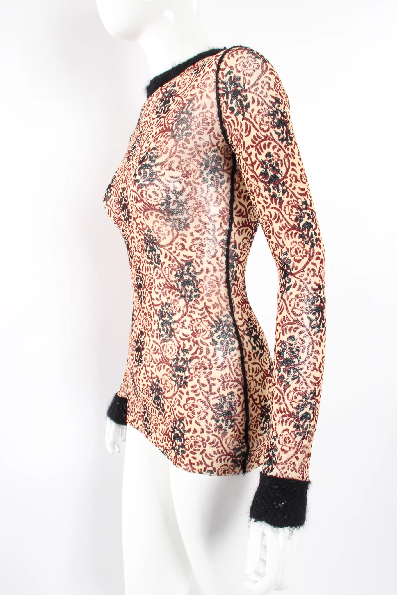 Floral Block Print Mesh T-Shirt - Image 3