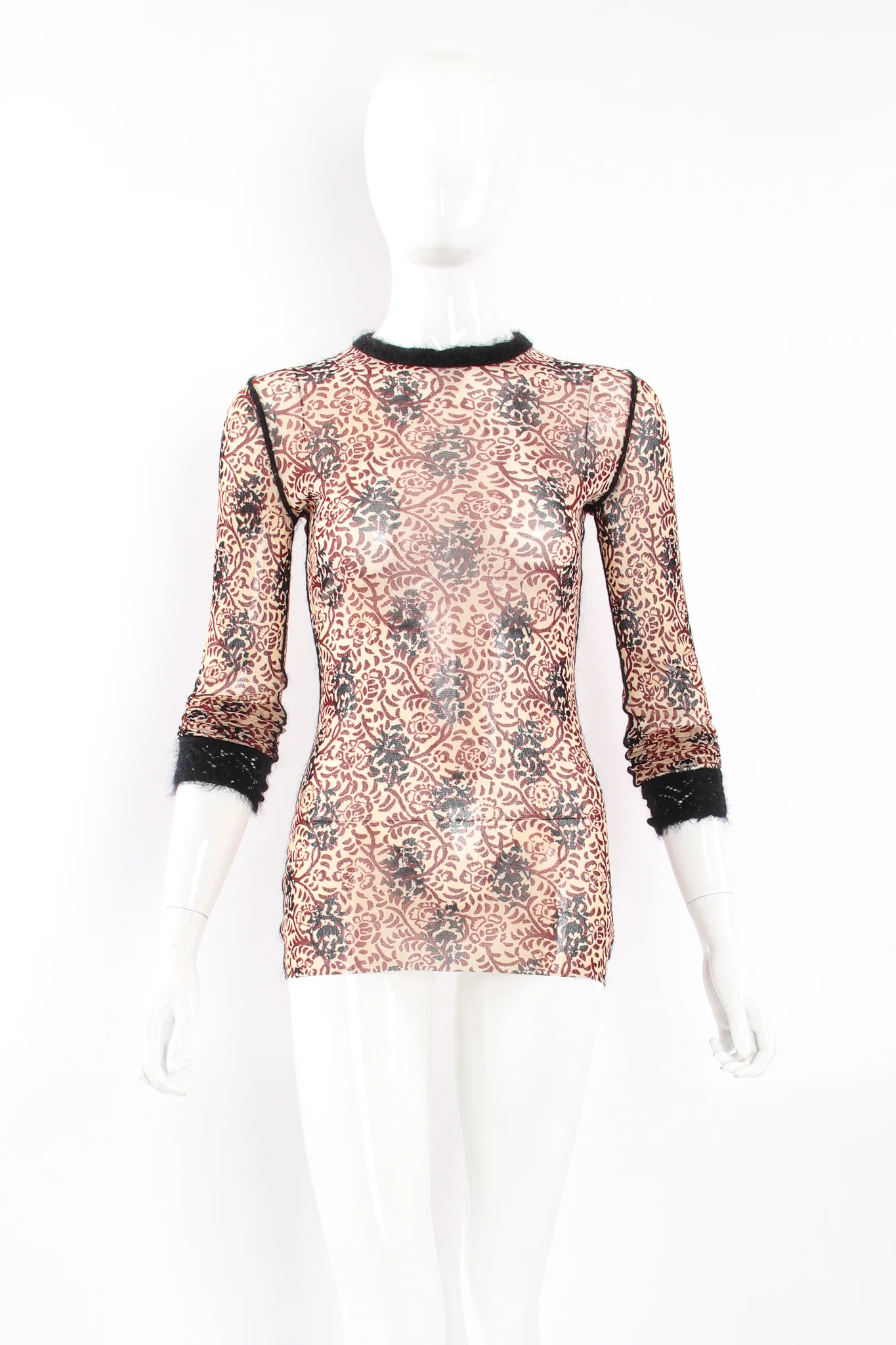 Floral Block Print Mesh T-Shirt - Image 4