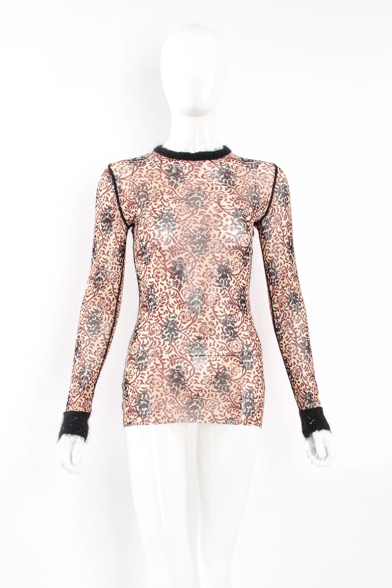 Floral Block Print Mesh T-Shirt - Image 5