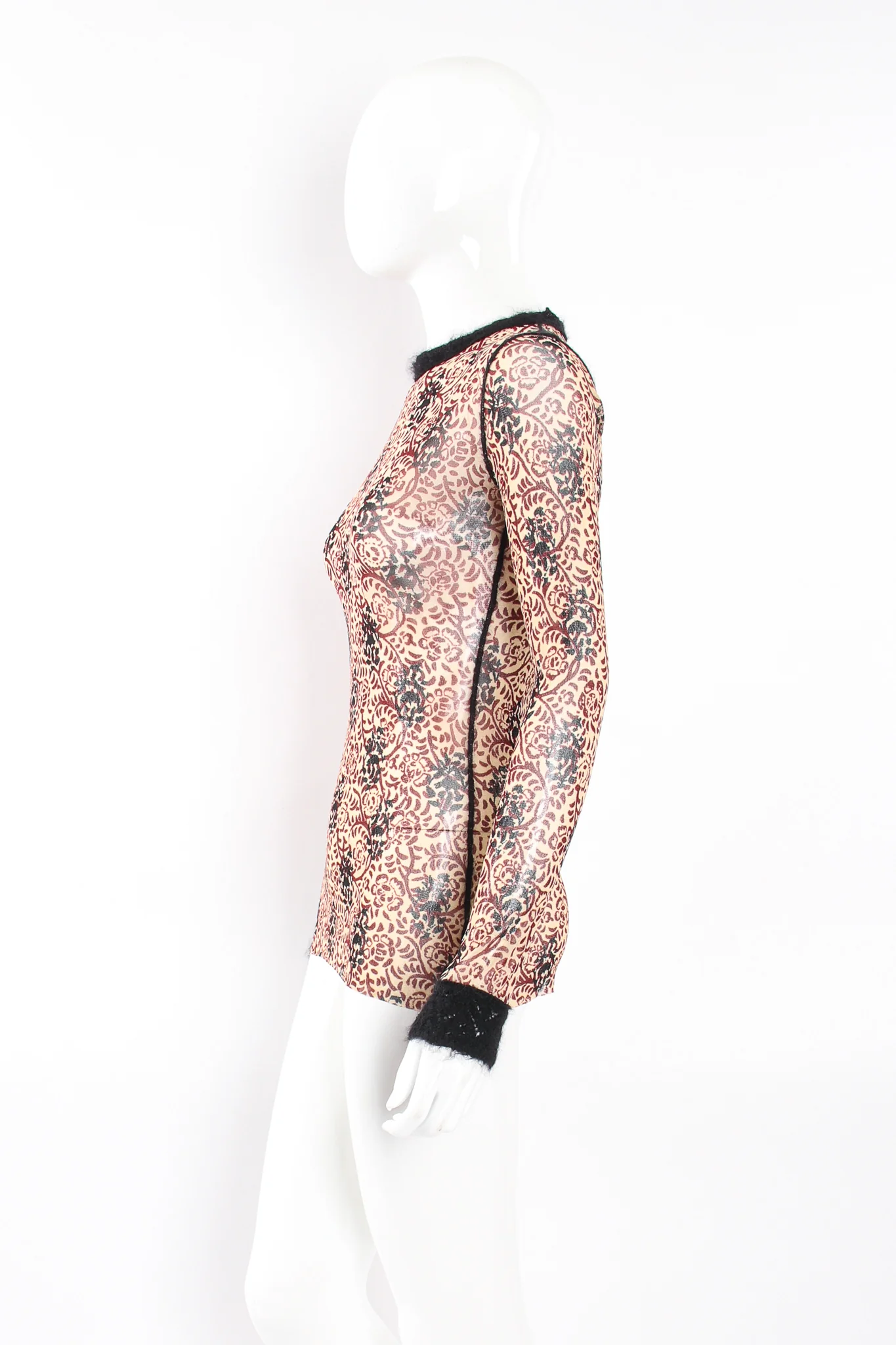 Floral Block Print Mesh T-Shirt - Image 6