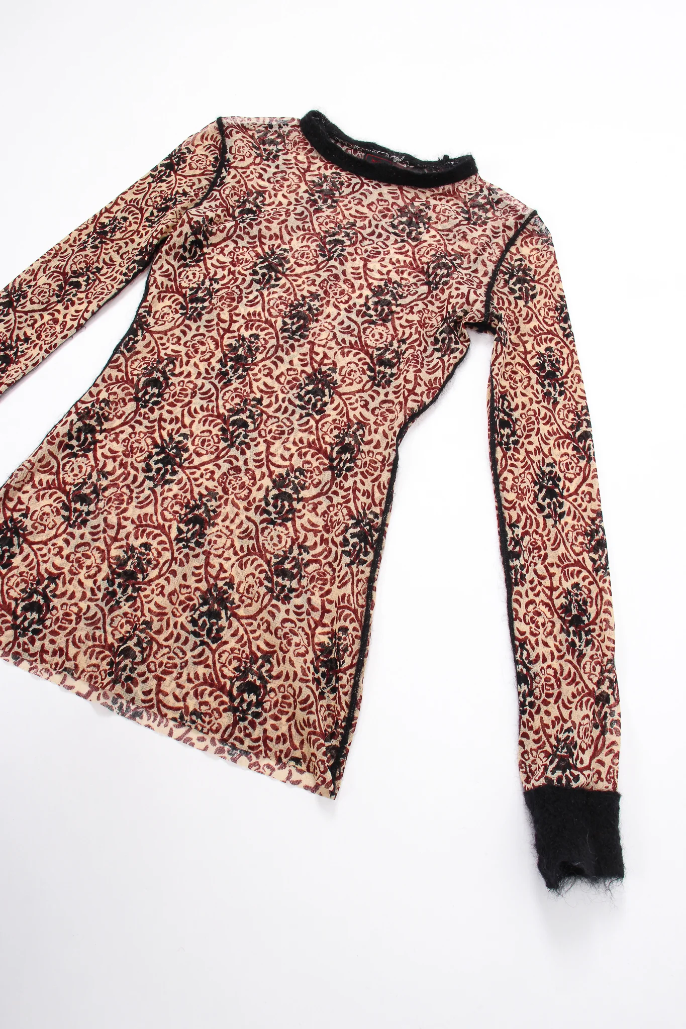 Floral Block Print Mesh T-Shirt - Image 9