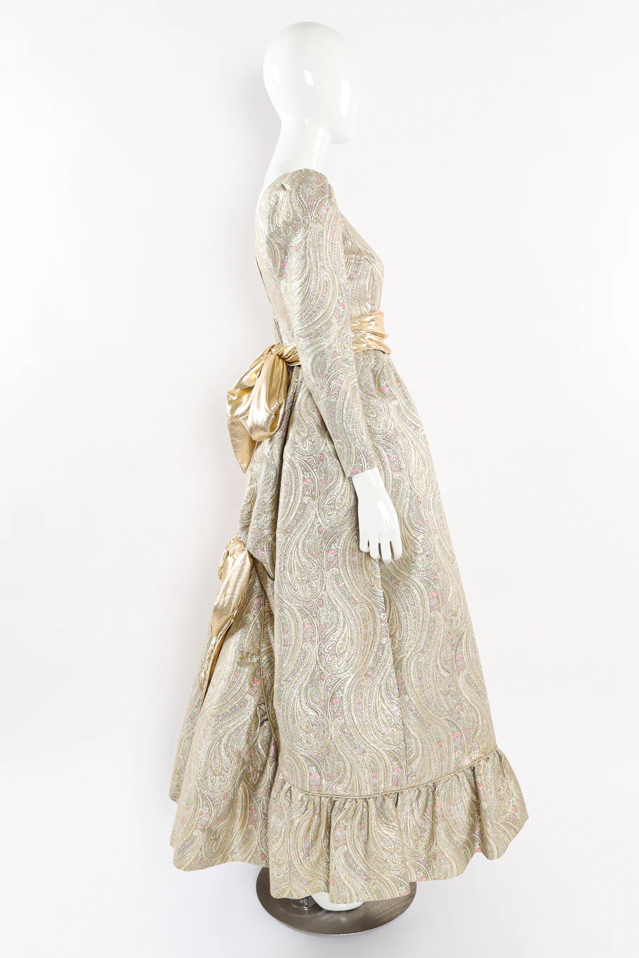 Floral Brocade Metallic Gown - Image 3
