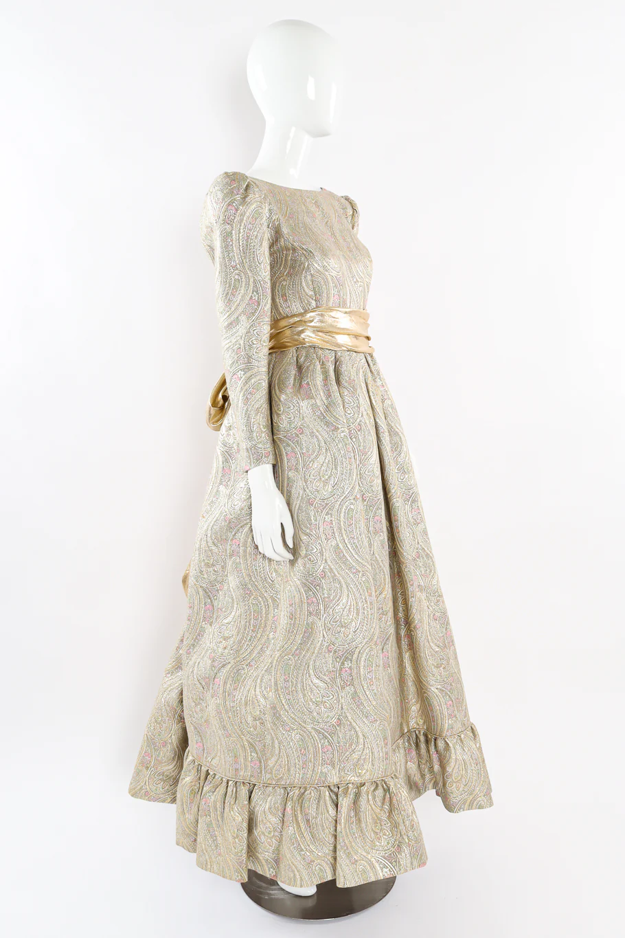 Floral Brocade Metallic Gown - Image 4