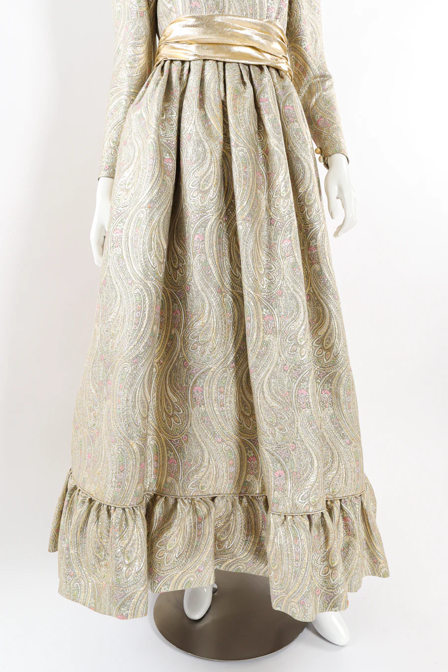 Floral Brocade Metallic Gown - Image 6