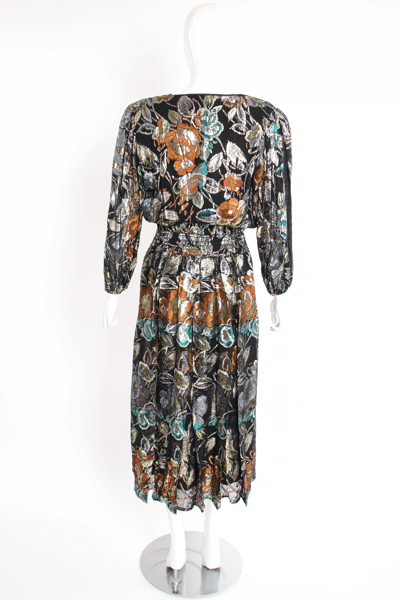 Floral Brocade Chiffon Dress - Image 7