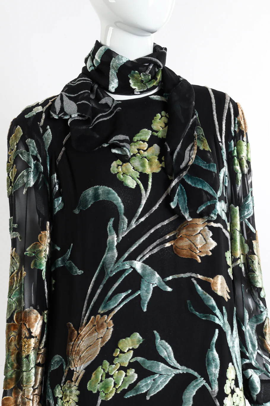 Floral Burnout Fur Trim Dress - Image 4