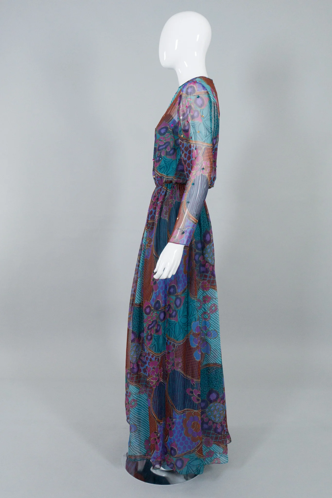 Floral Chiffon Sequin Dress - Image 3
