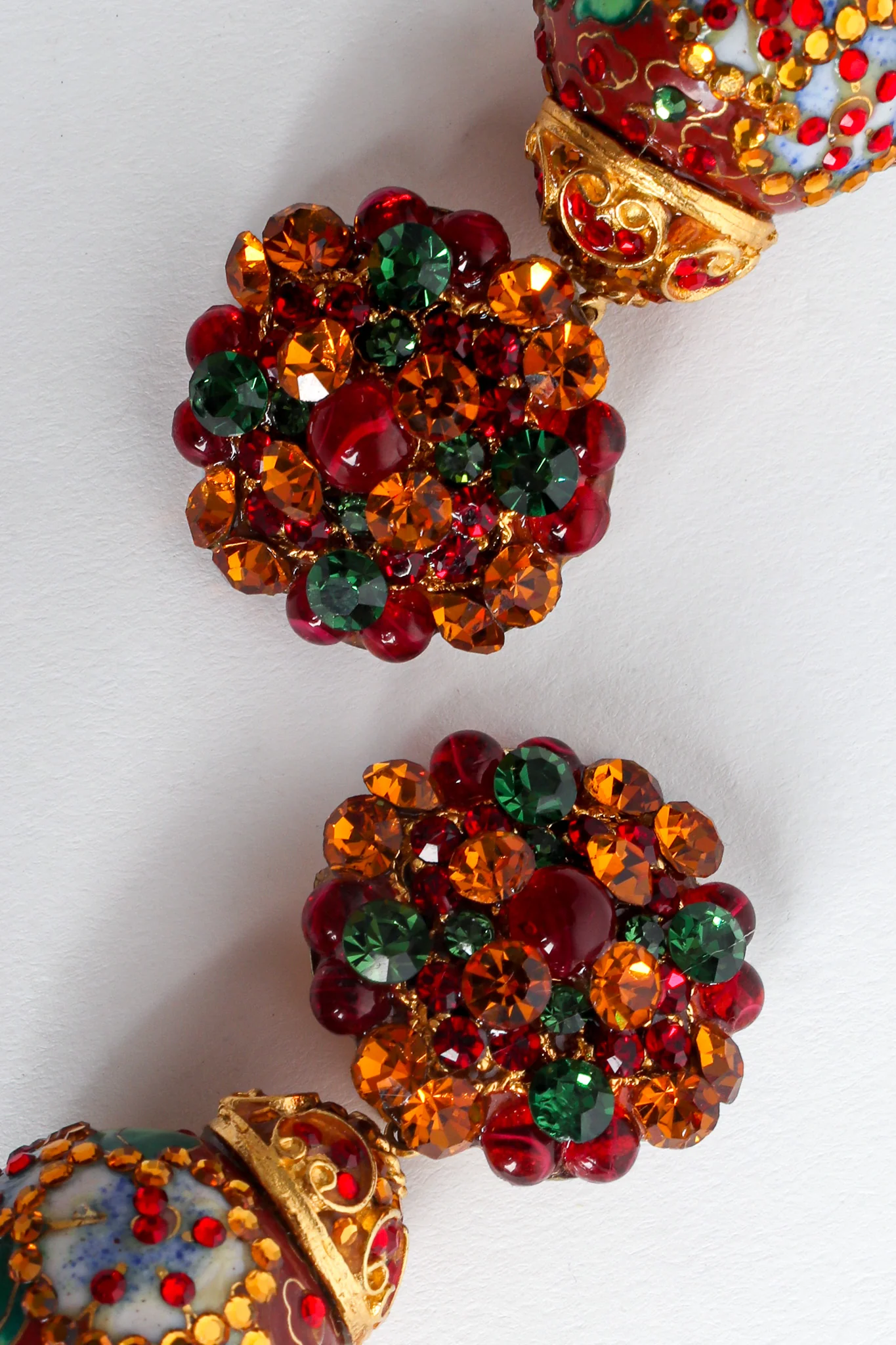 Floral Cloisonné Rhinestone Earrings - Image 6