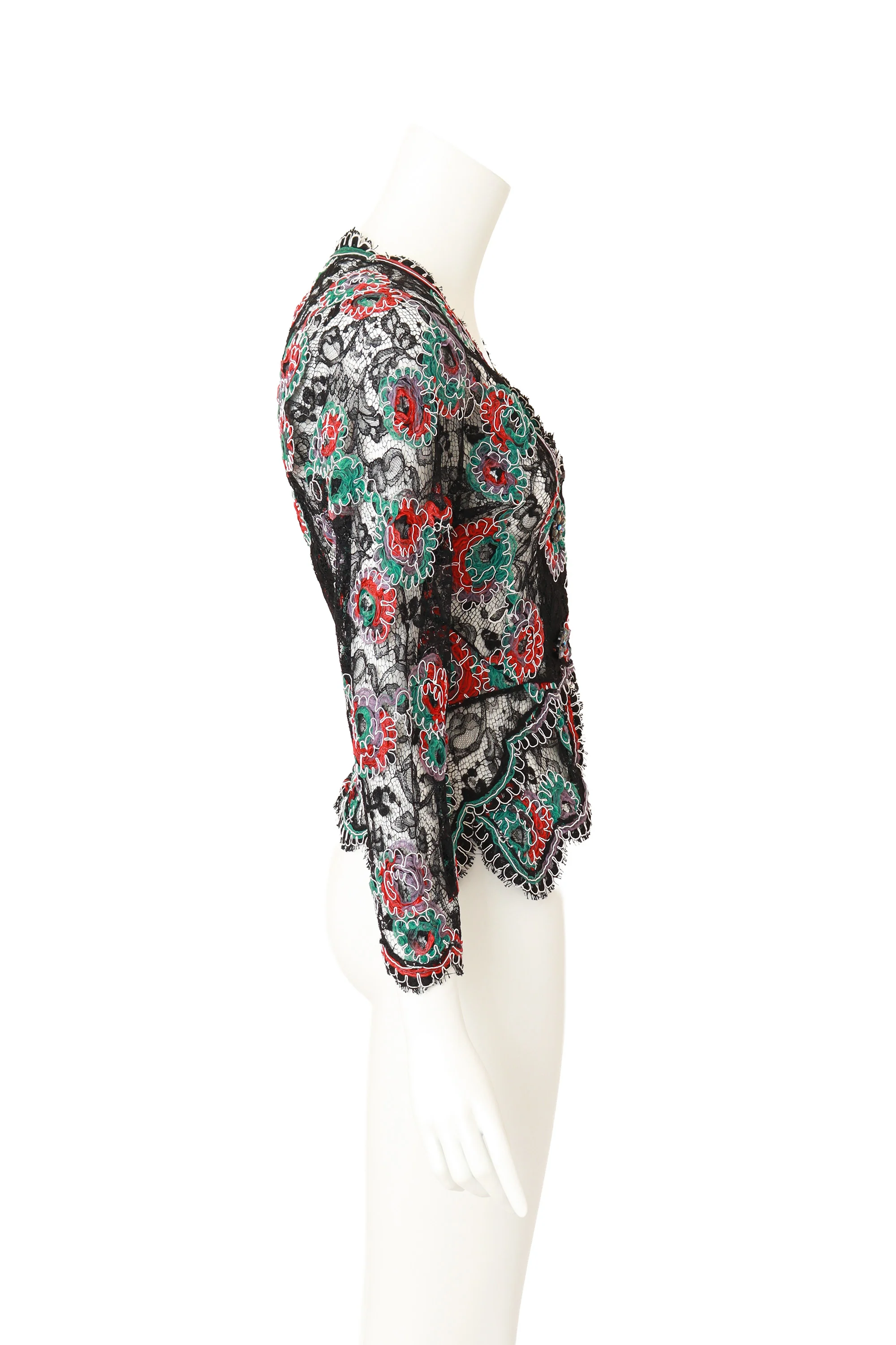 Floral Crochet Lace Peplum Top - Image 3