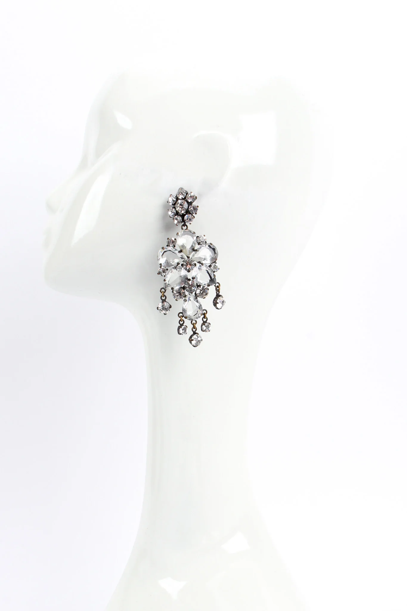 Floral Crystal Chandelier Earrings - Image 2