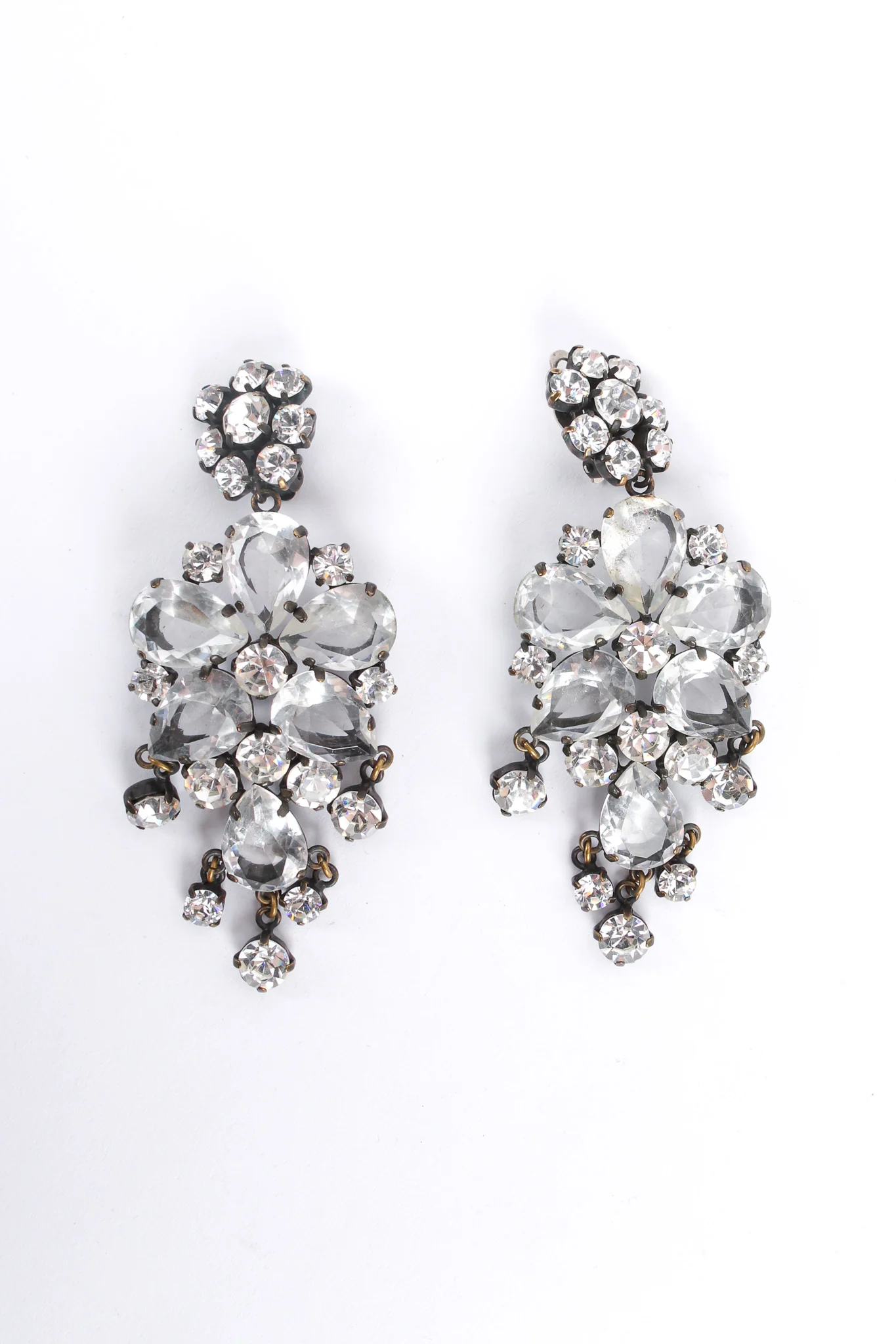 Floral Crystal Chandelier Earrings - Image 3